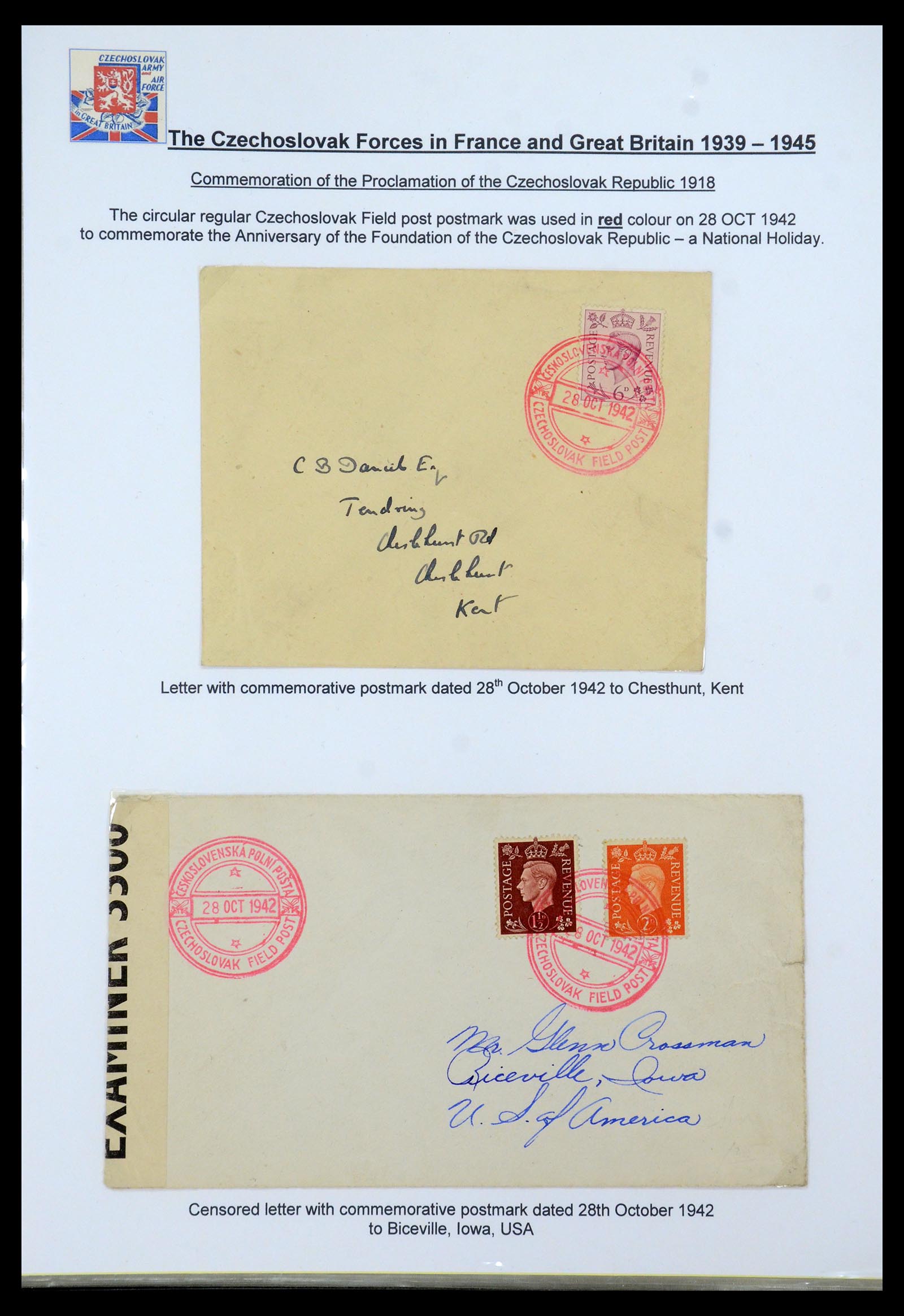 35574 069 - Postzegelverzameling 35574 Tsjechoslowaakse troepen in Frankrijk en E