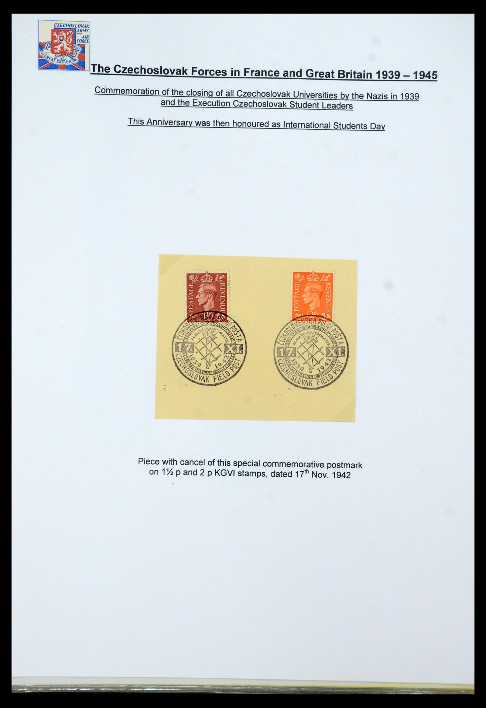 35574 072 - Postzegelverzameling 35574 Tsjechoslowaakse troepen in Frankrijk en E