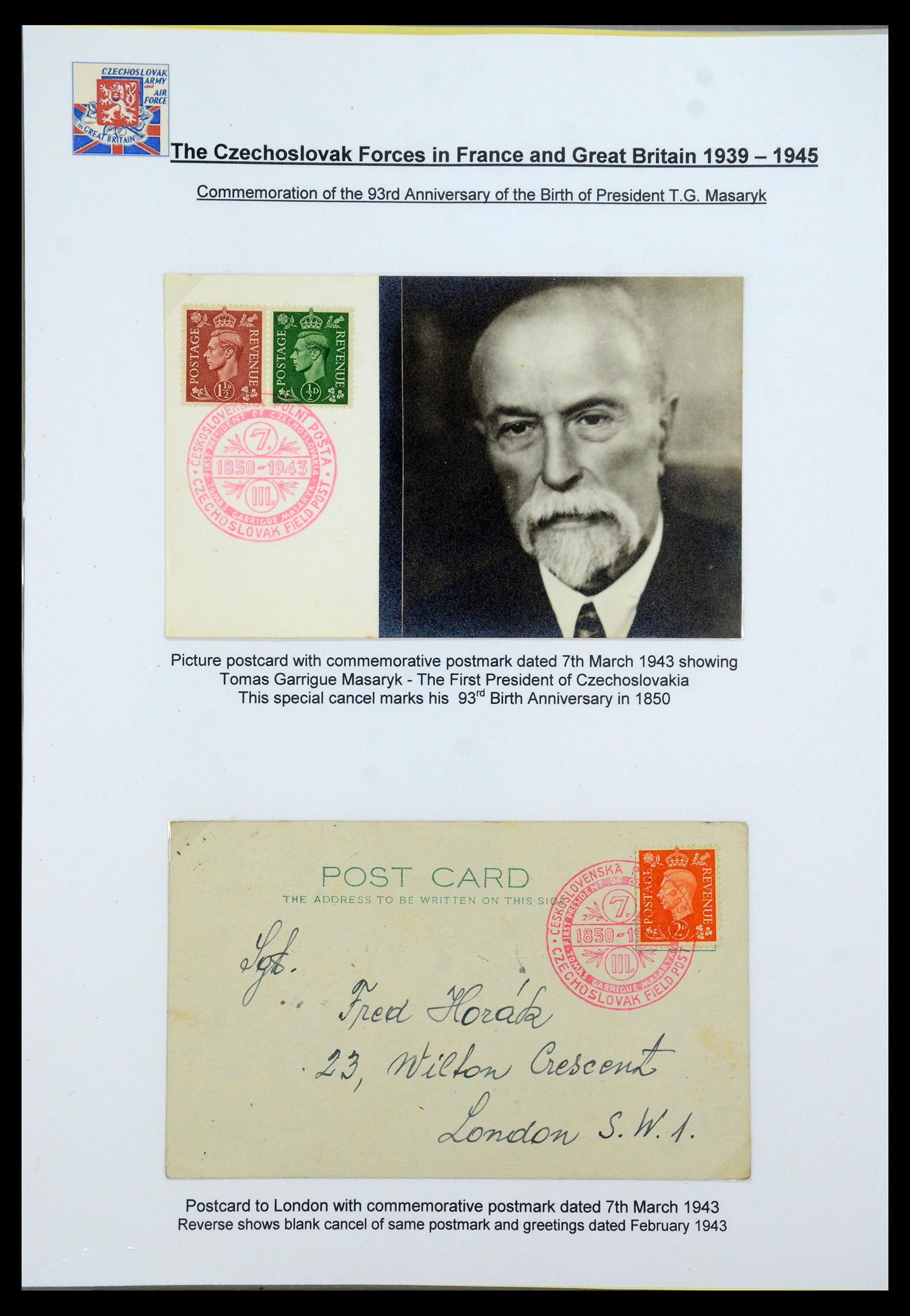 35574 074 - Postzegelverzameling 35574 Tsjechoslowaakse troepen in Frankrijk en E