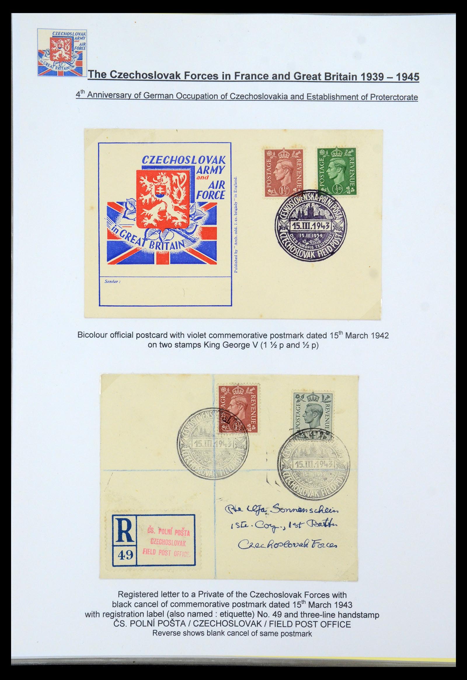 35574 076 - Stamp Collection 35574 Czechoslovak forces in France and Great Britain 1