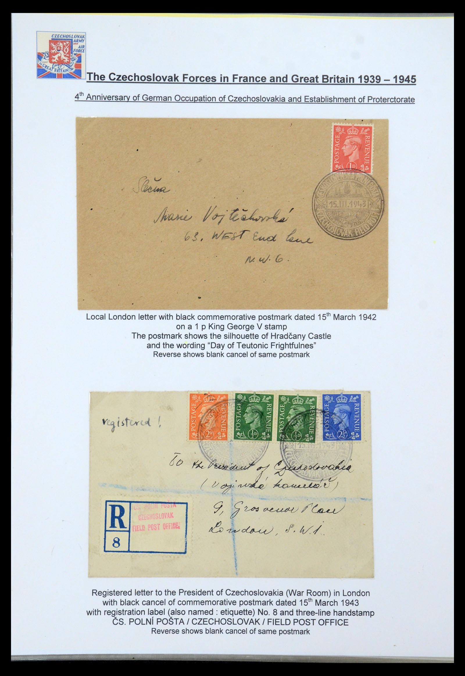 35574 077 - Postzegelverzameling 35574 Tsjechoslowaakse troepen in Frankrijk en E
