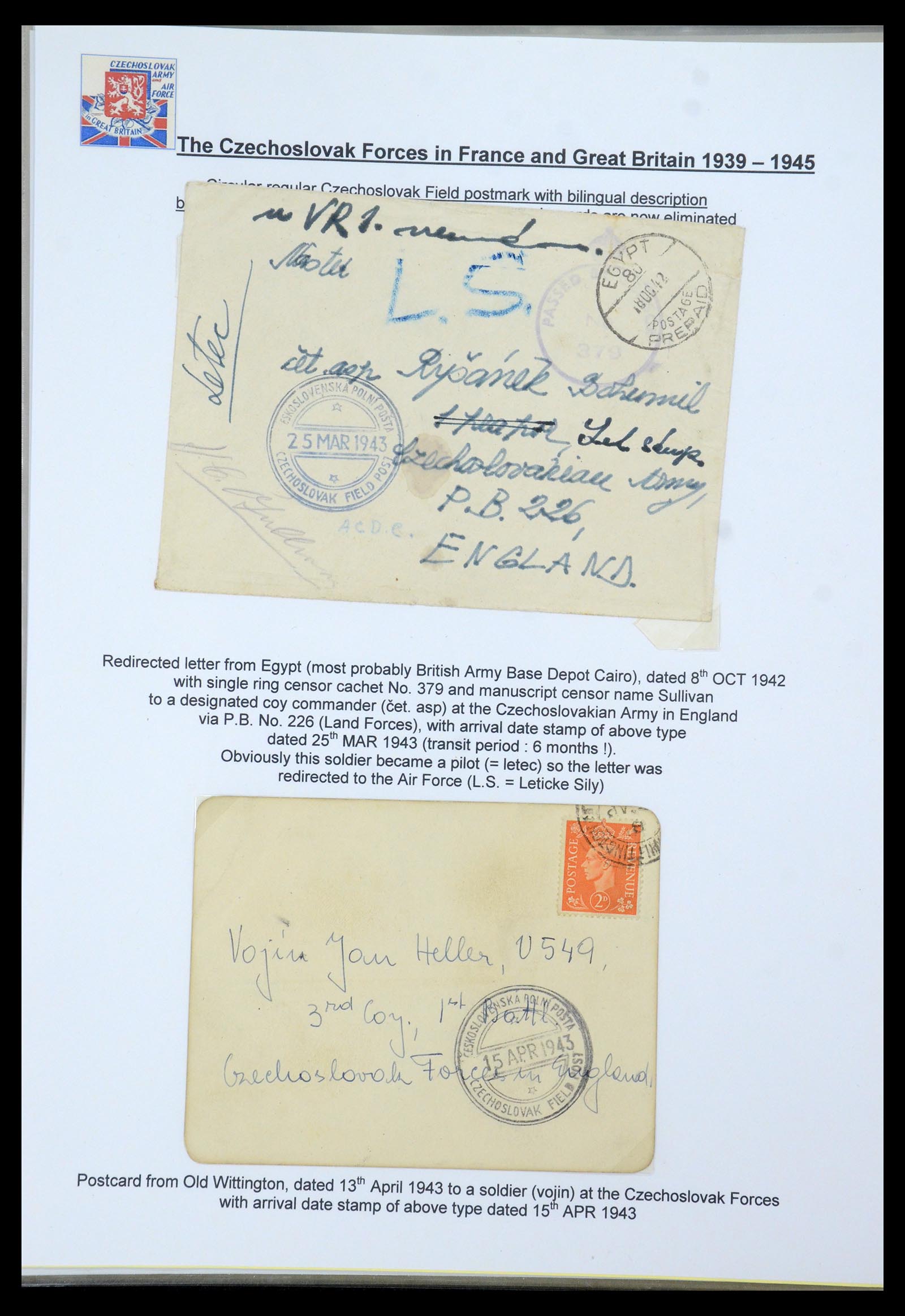 35574 080 - Postzegelverzameling 35574 Tsjechoslowaakse troepen in Frankrijk en E