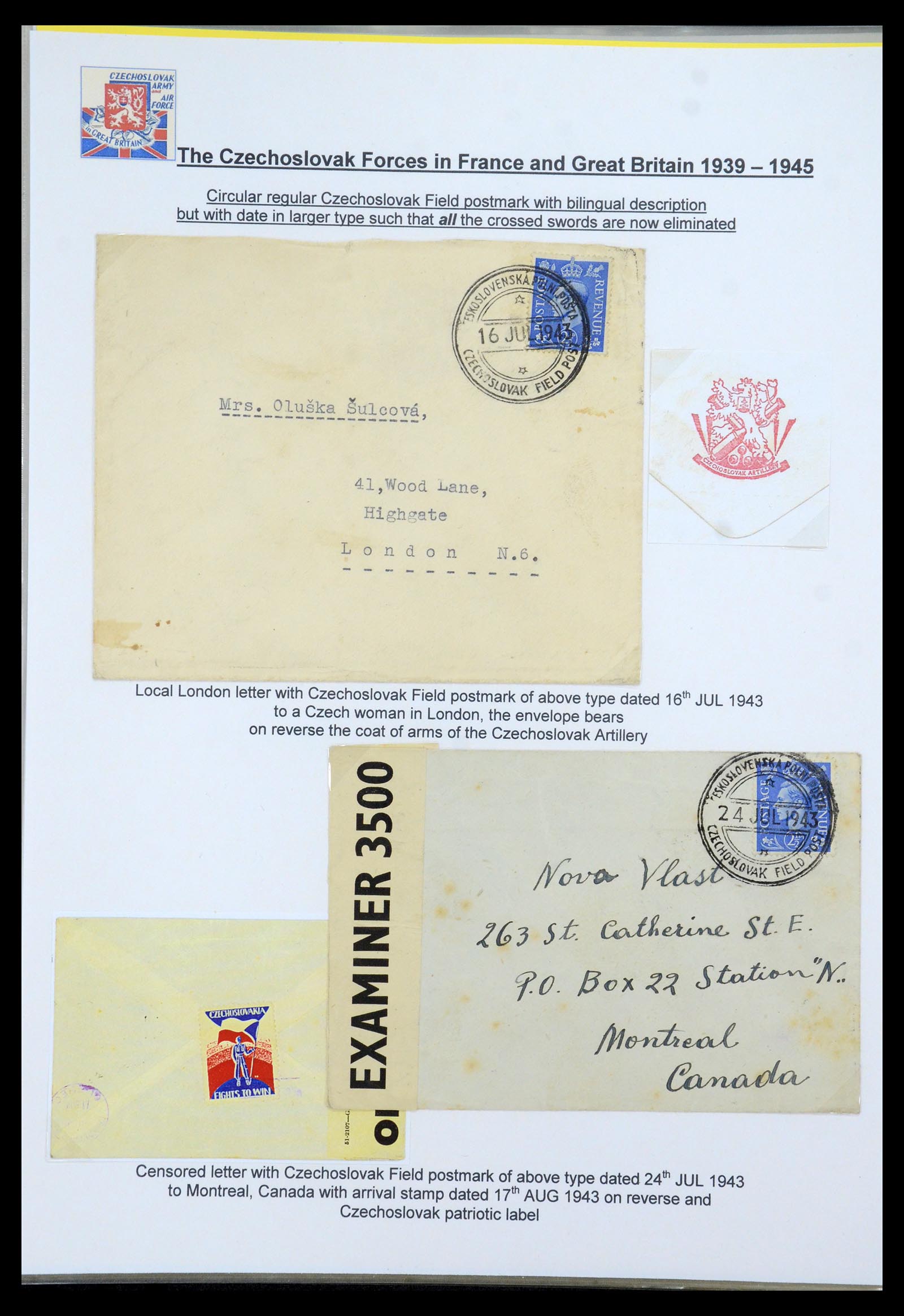 35574 081 - Postzegelverzameling 35574 Tsjechoslowaakse troepen in Frankrijk en E