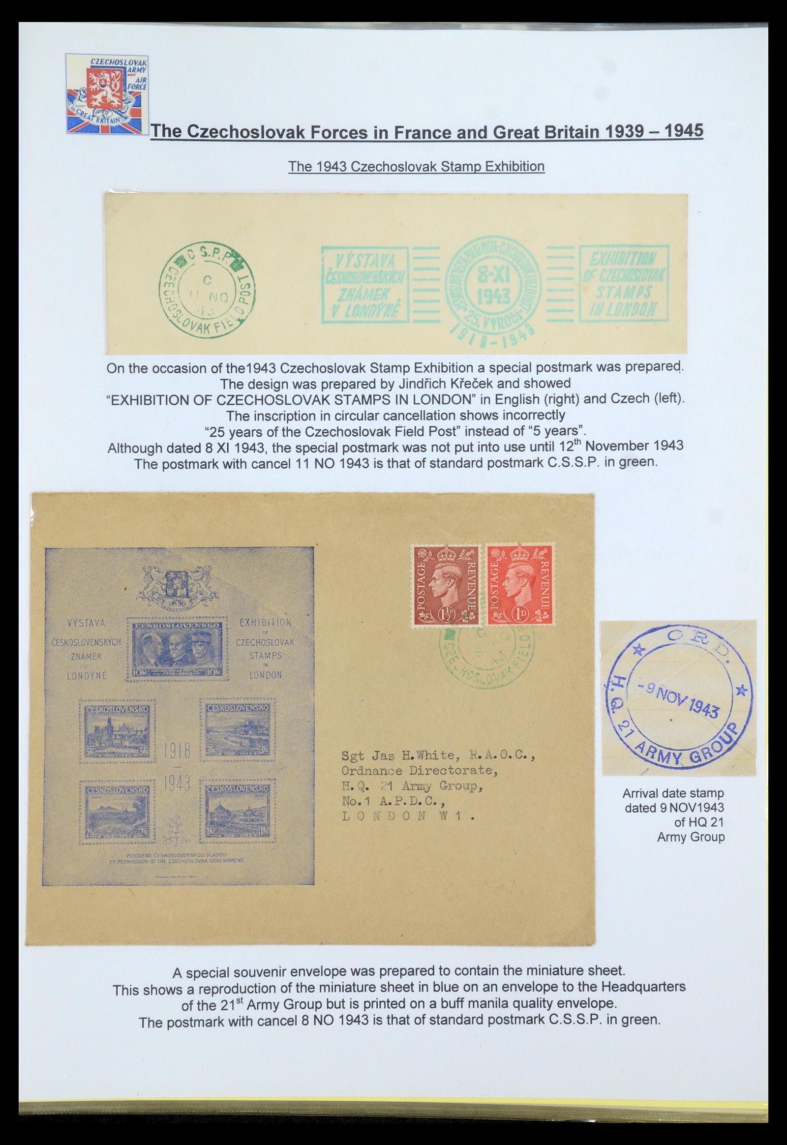 35574 084 - Postzegelverzameling 35574 Tsjechoslowaakse troepen in Frankrijk en E