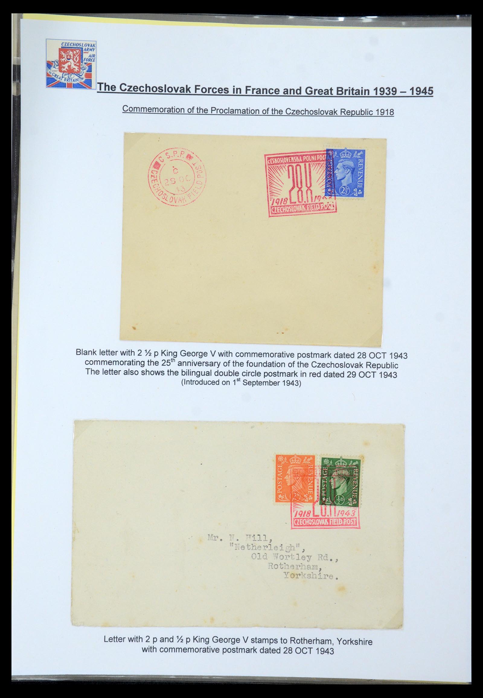 35574 090 - Postzegelverzameling 35574 Tsjechoslowaakse troepen in Frankrijk en E