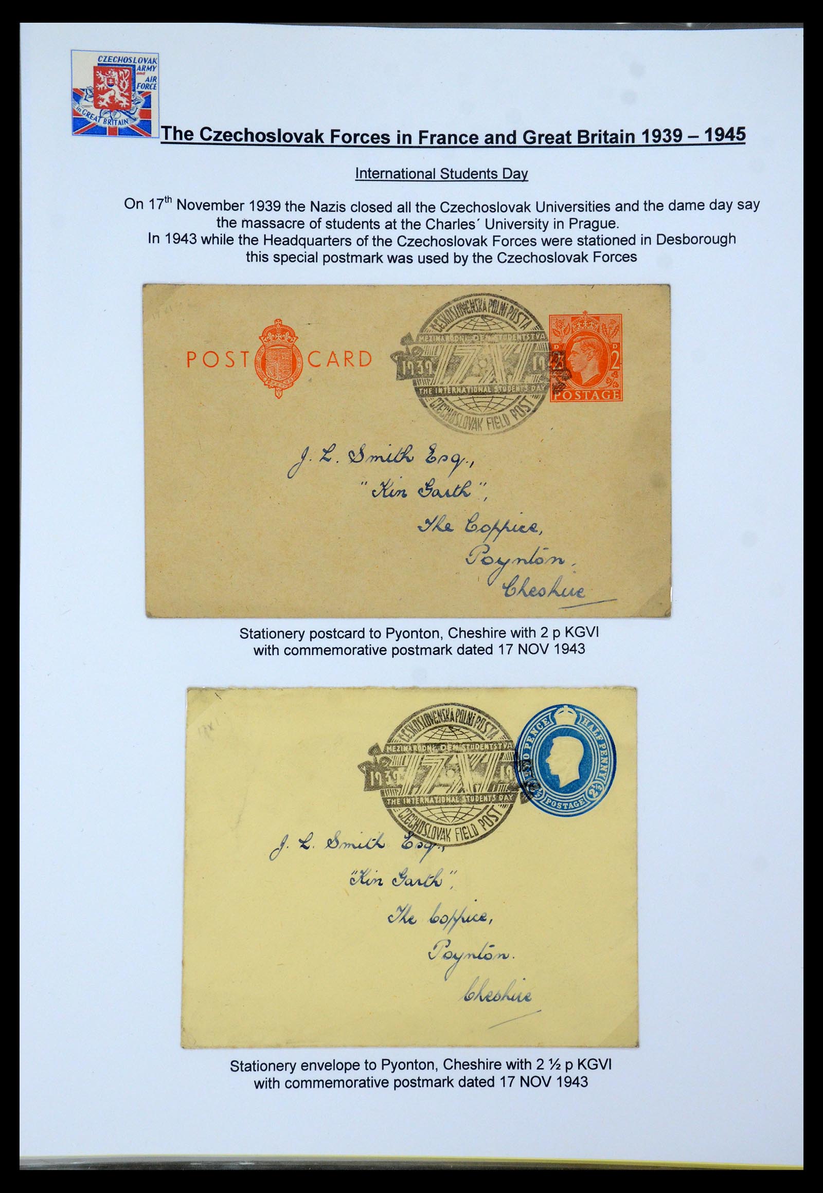 35574 092 - Postzegelverzameling 35574 Tsjechoslowaakse troepen in Frankrijk en E