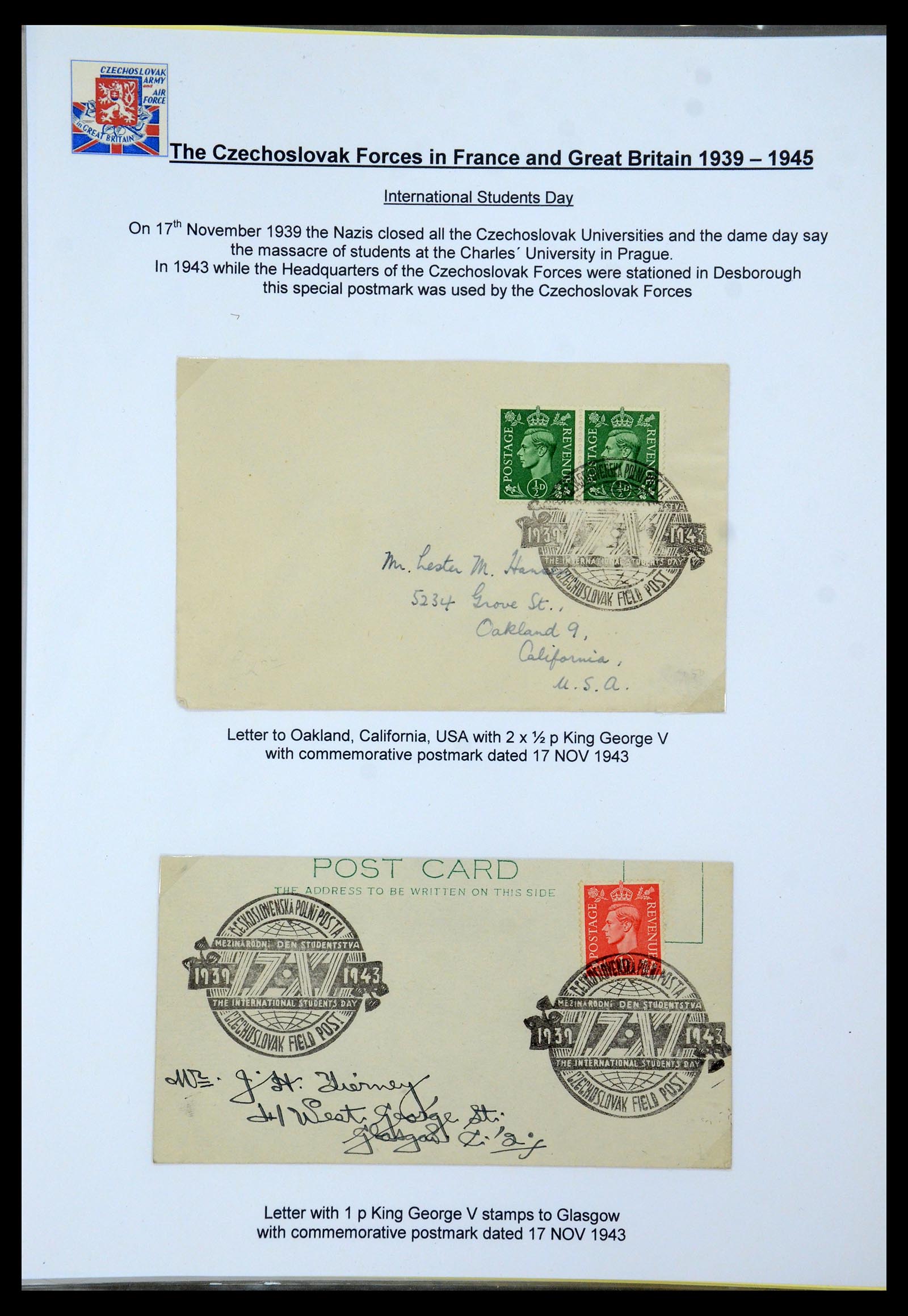 35574 093 - Postzegelverzameling 35574 Tsjechoslowaakse troepen in Frankrijk en E
