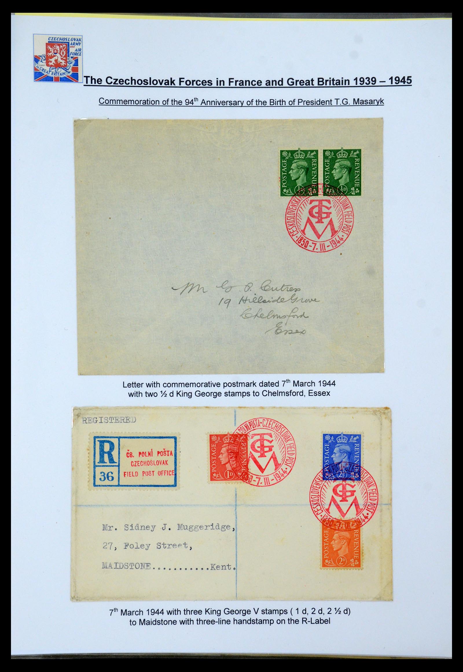35574 095 - Postzegelverzameling 35574 Tsjechoslowaakse troepen in Frankrijk en E