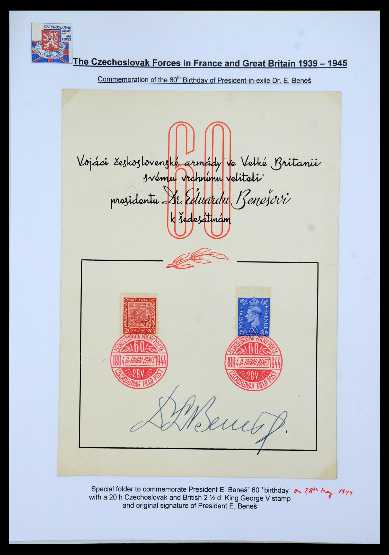 35574 100 - Postzegelverzameling 35574 Tsjechoslowaakse troepen in Frankrijk en E