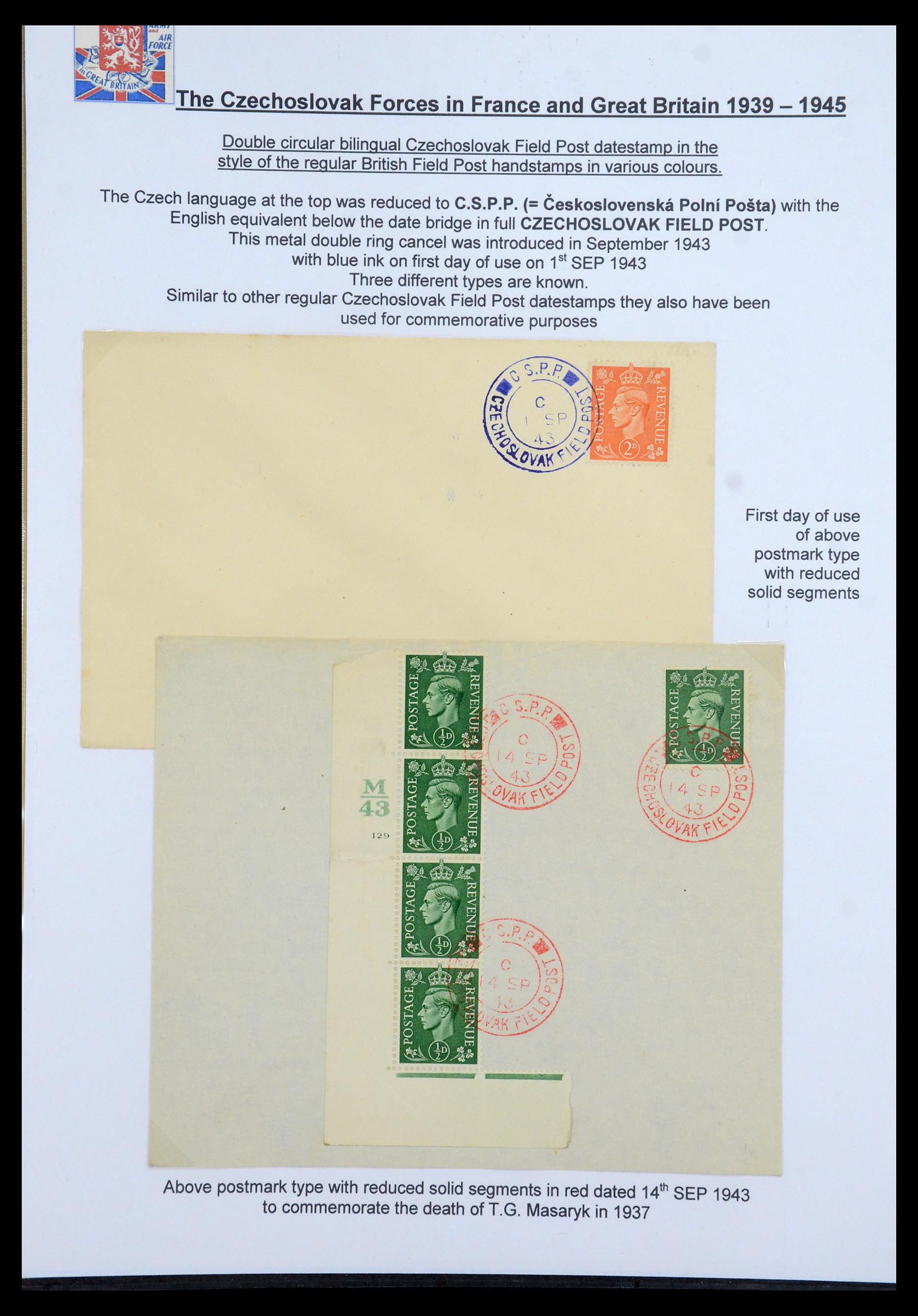 35574 127 - Postzegelverzameling 35574 Tsjechoslowaakse troepen in Frankrijk en E