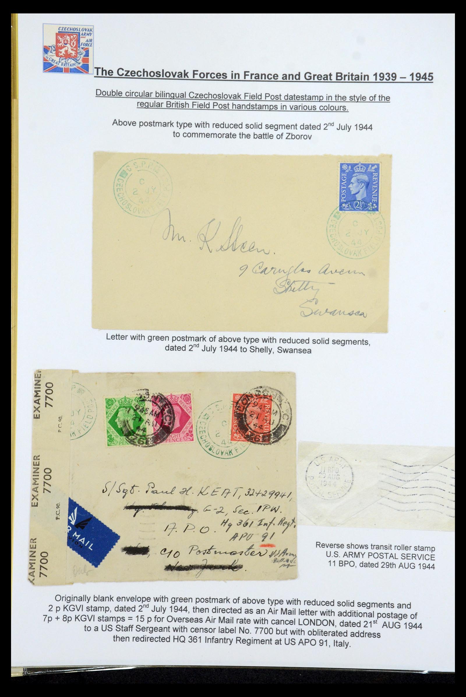 35574 128 - Postzegelverzameling 35574 Tsjechoslowaakse troepen in Frankrijk en E