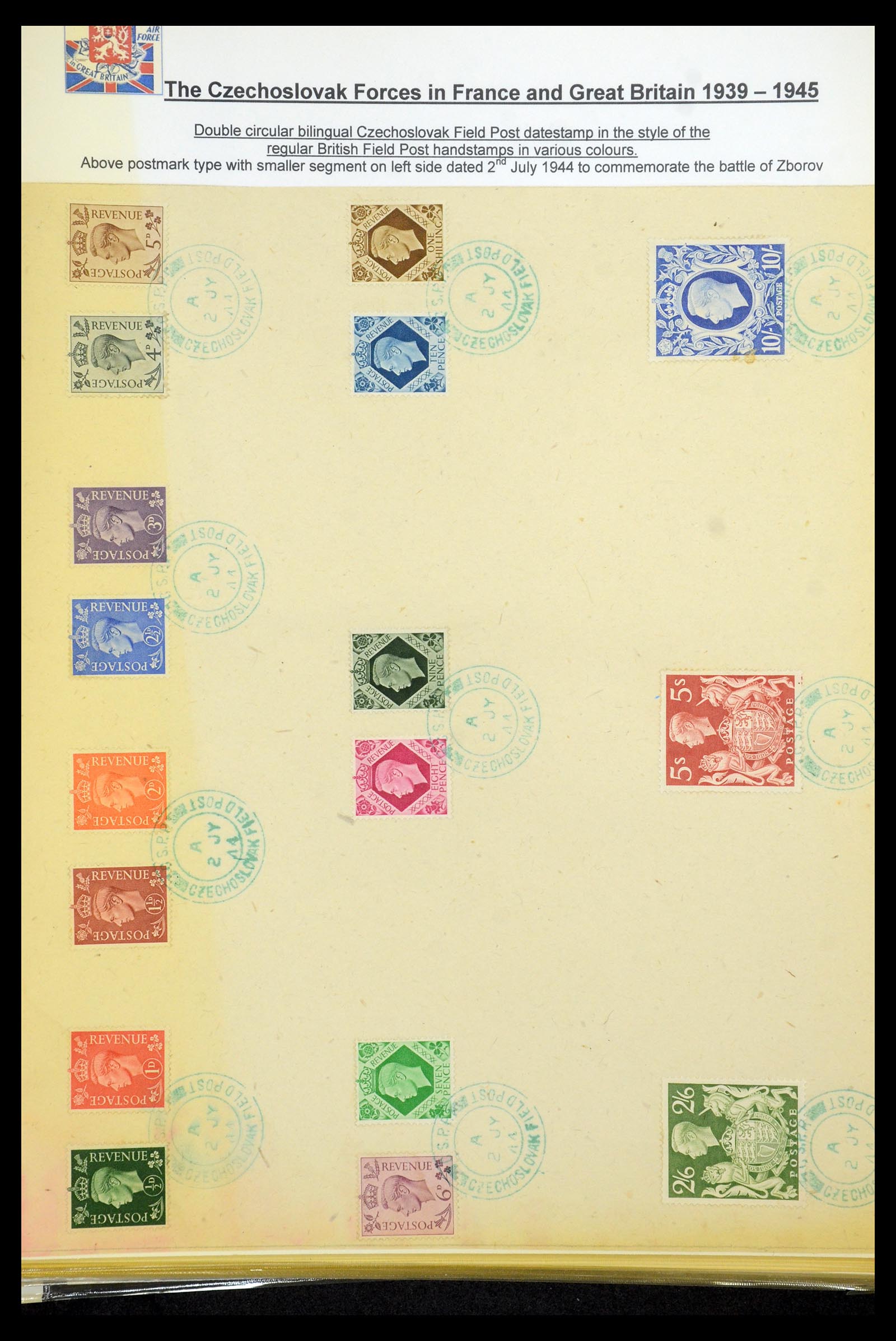 35574 129 - Postzegelverzameling 35574 Tsjechoslowaakse troepen in Frankrijk en E