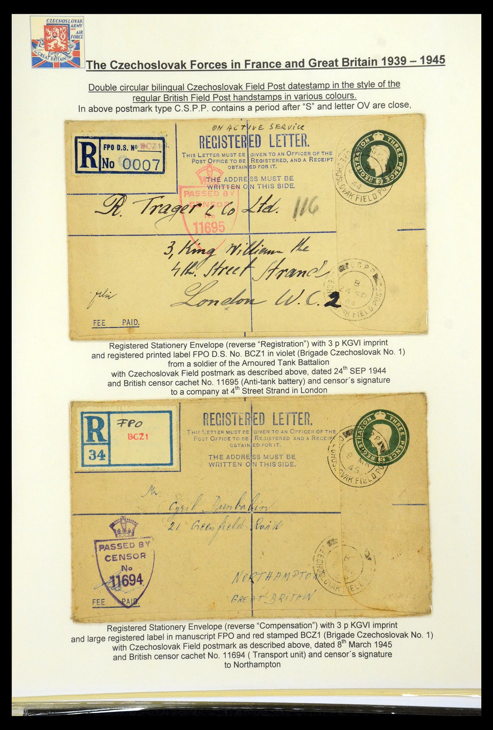 35574 131 - Postzegelverzameling 35574 Tsjechoslowaakse troepen in Frankrijk en E