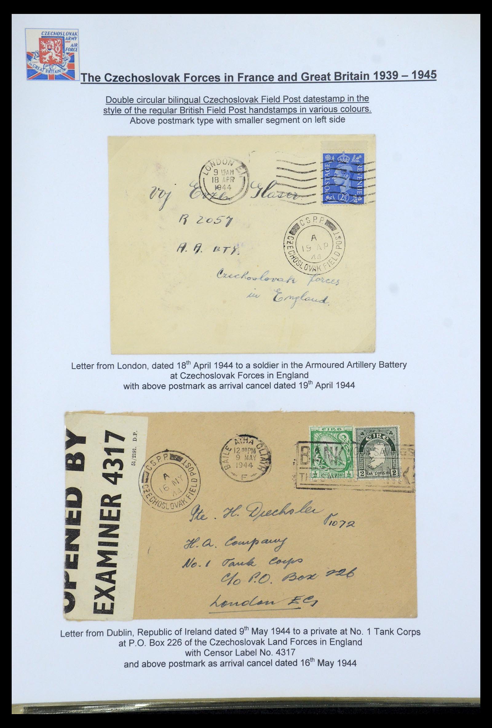35574 135 - Postzegelverzameling 35574 Tsjechoslowaakse troepen in Frankrijk en E