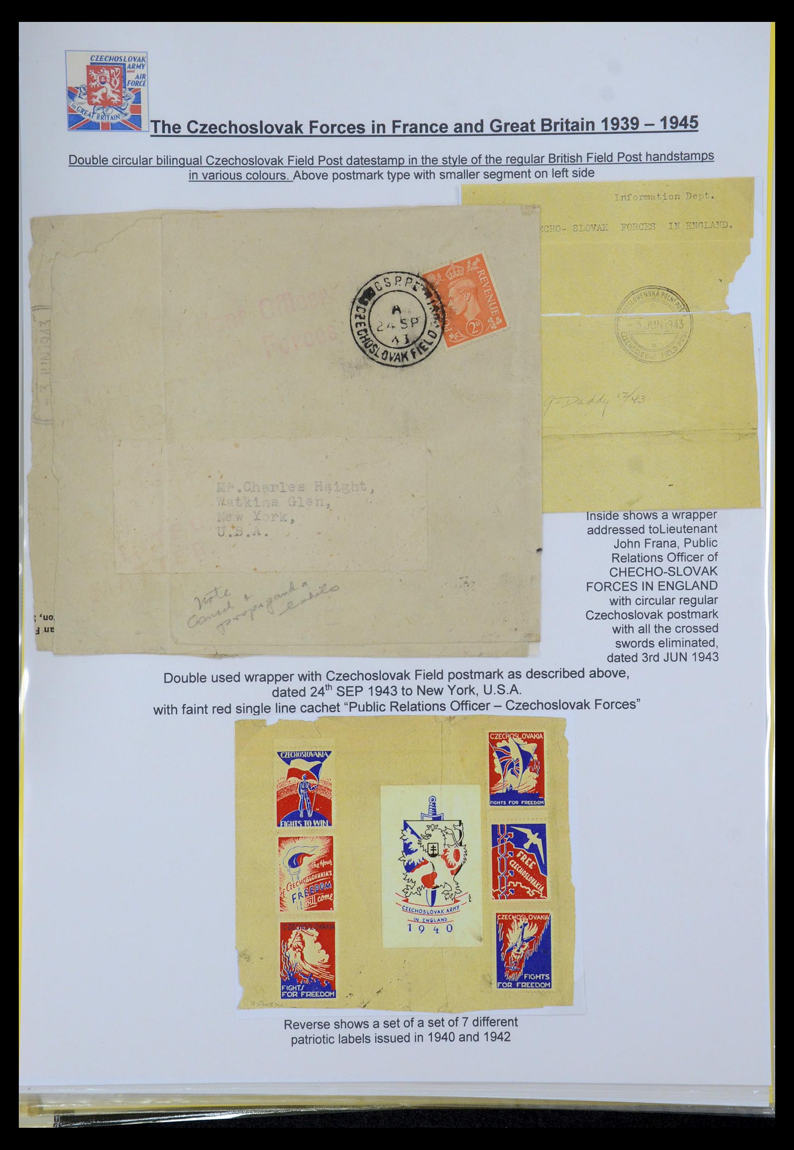 35574 136 - Postzegelverzameling 35574 Tsjechoslowaakse troepen in Frankrijk en E