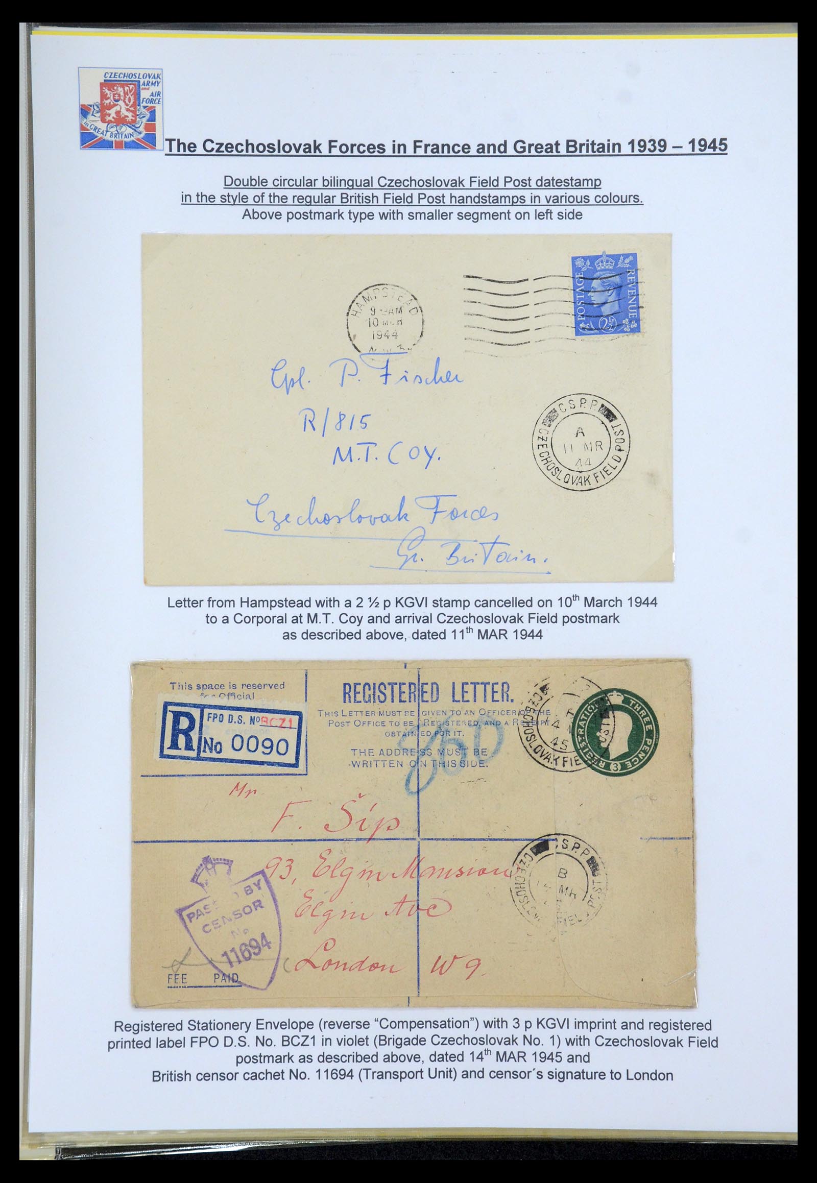 35574 138 - Postzegelverzameling 35574 Tsjechoslowaakse troepen in Frankrijk en E