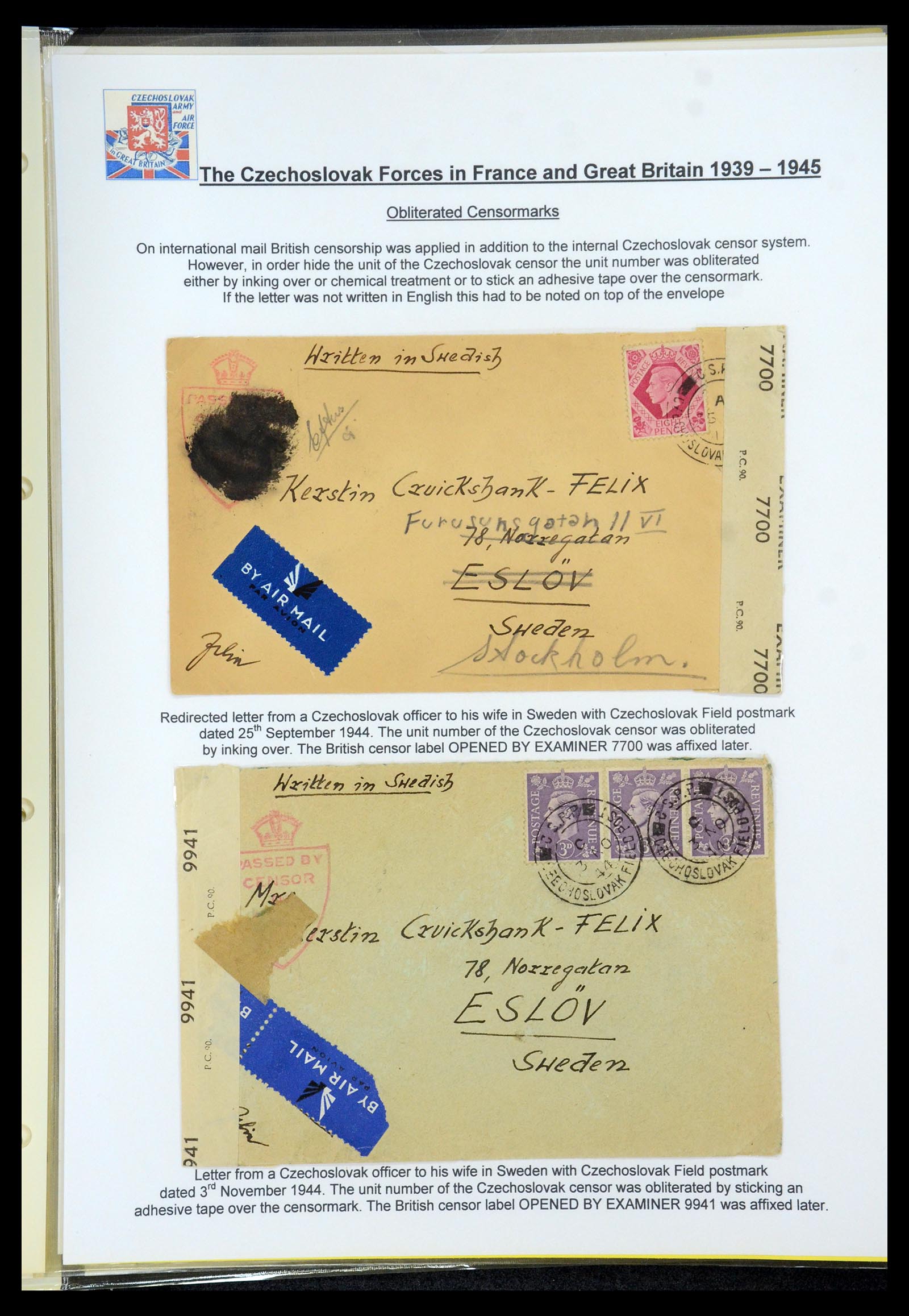35574 143 - Stamp Collection 35574 Czechoslovak forces in France and Great Britain 1