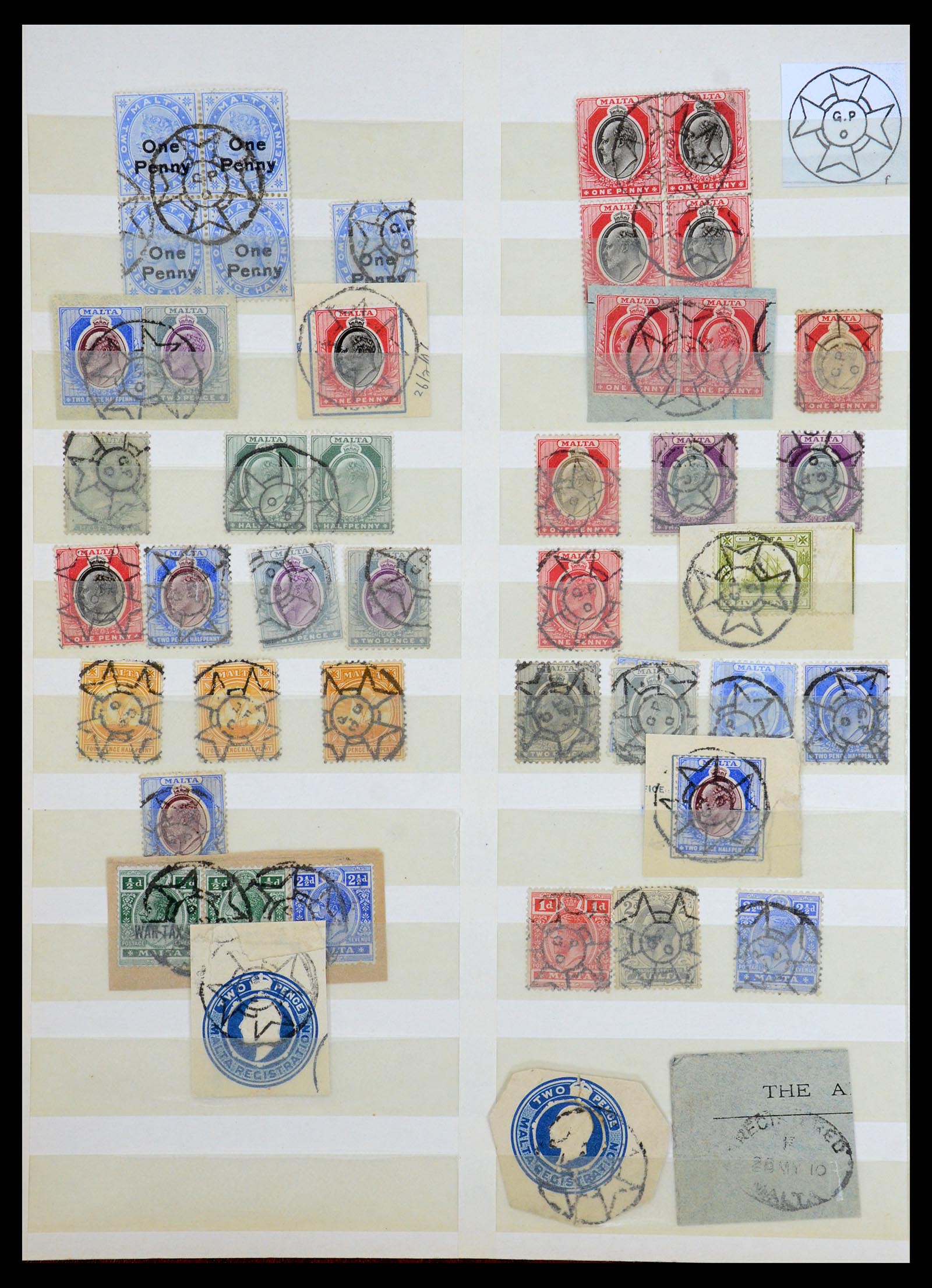 35588 002 - Postzegelverzameling 35588 Malta stempels 1890-1960.