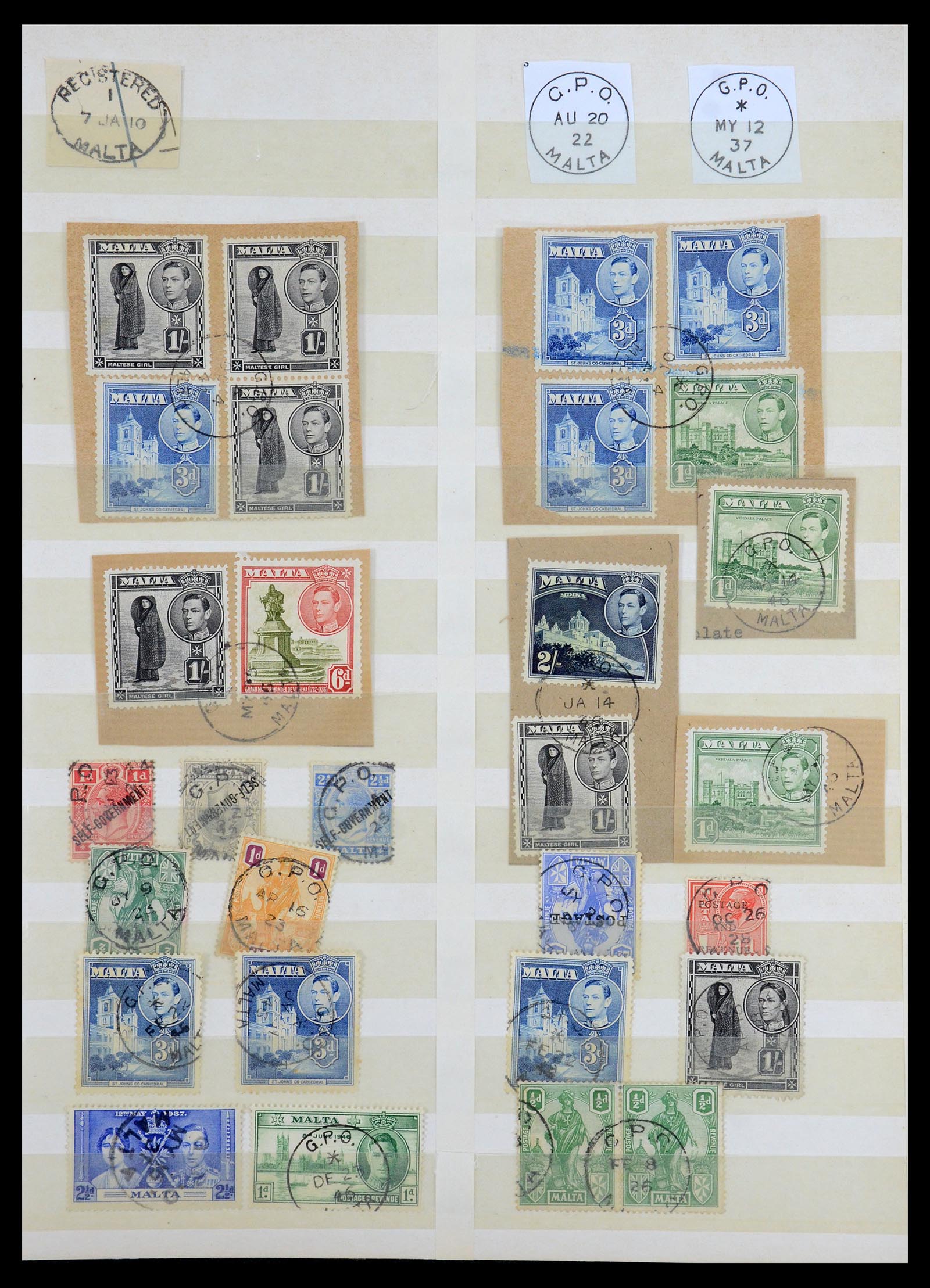 35588 003 - Postzegelverzameling 35588 Malta stempels 1890-1960.