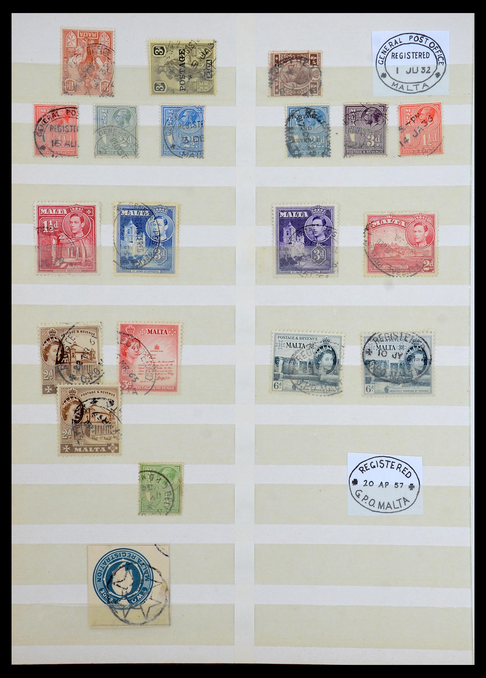 35588 004 - Postzegelverzameling 35588 Malta stempels 1890-1960.