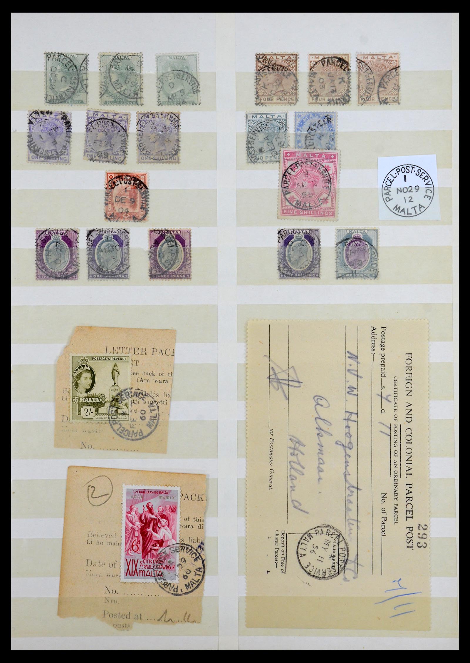 35588 005 - Postzegelverzameling 35588 Malta stempels 1890-1960.