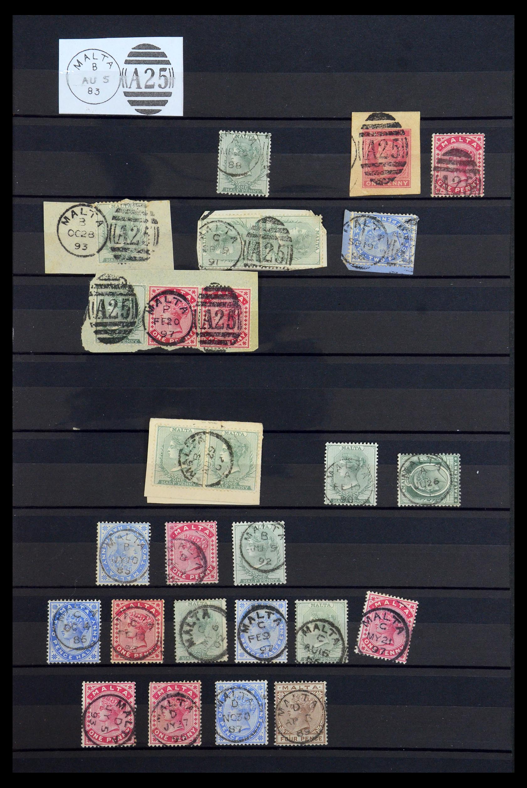 35588 011 - Postzegelverzameling 35588 Malta stempels 1890-1960.
