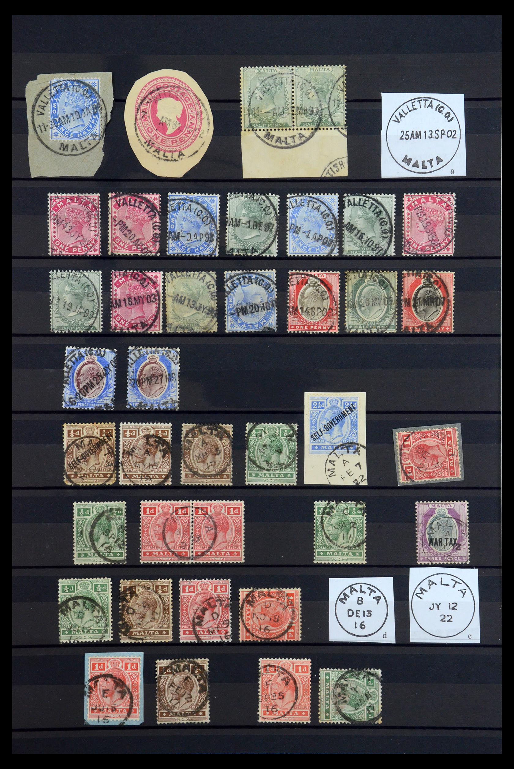 35588 014 - Postzegelverzameling 35588 Malta stempels 1890-1960.