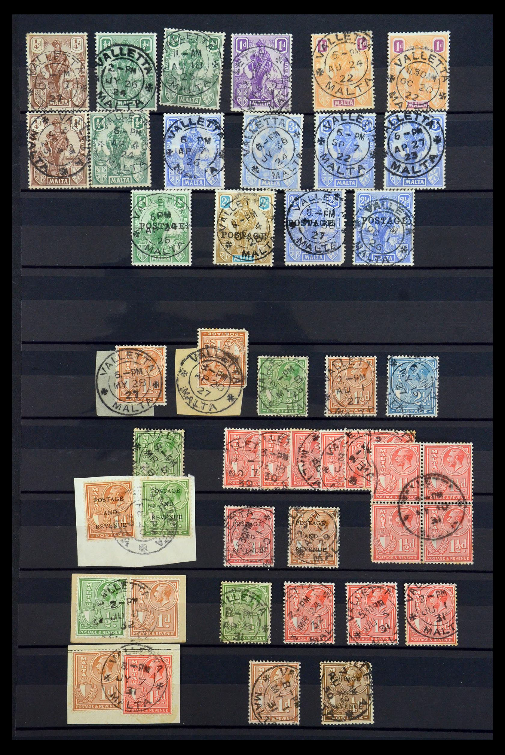35588 016 - Postzegelverzameling 35588 Malta stempels 1890-1960.