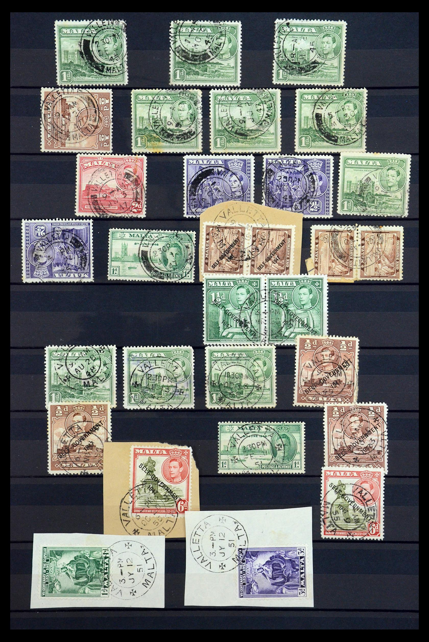 35588 019 - Stamp Collection 35588 Malta cancels 1890-1960.