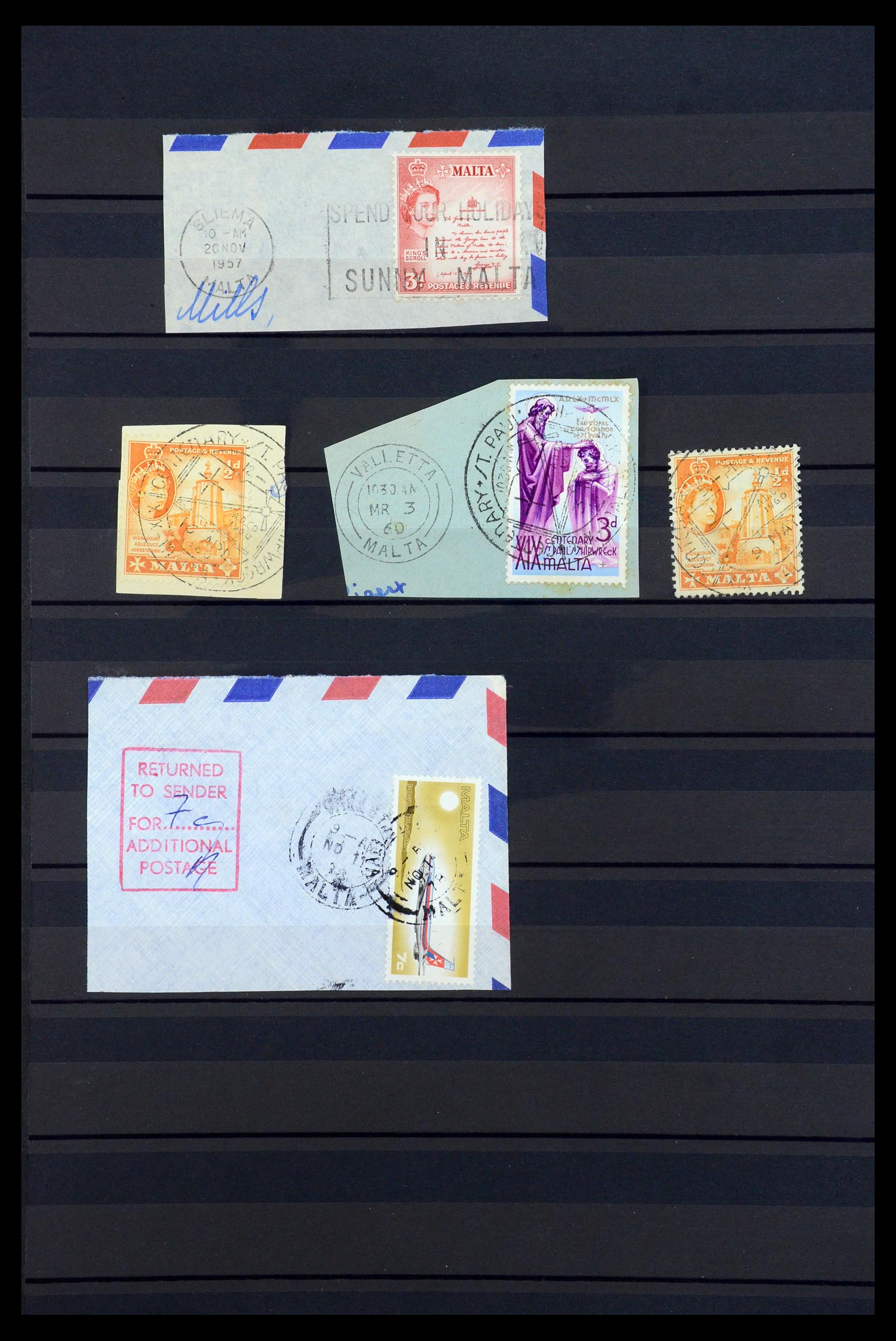 35588 022 - Postzegelverzameling 35588 Malta stempels 1890-1960.