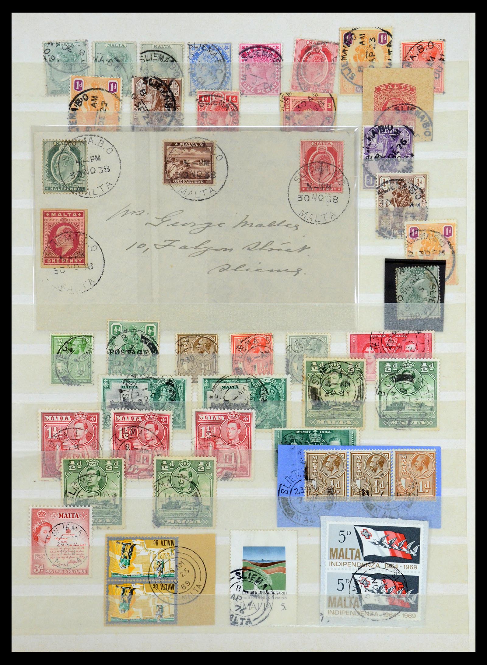 35588 025 - Postzegelverzameling 35588 Malta stempels 1890-1960.