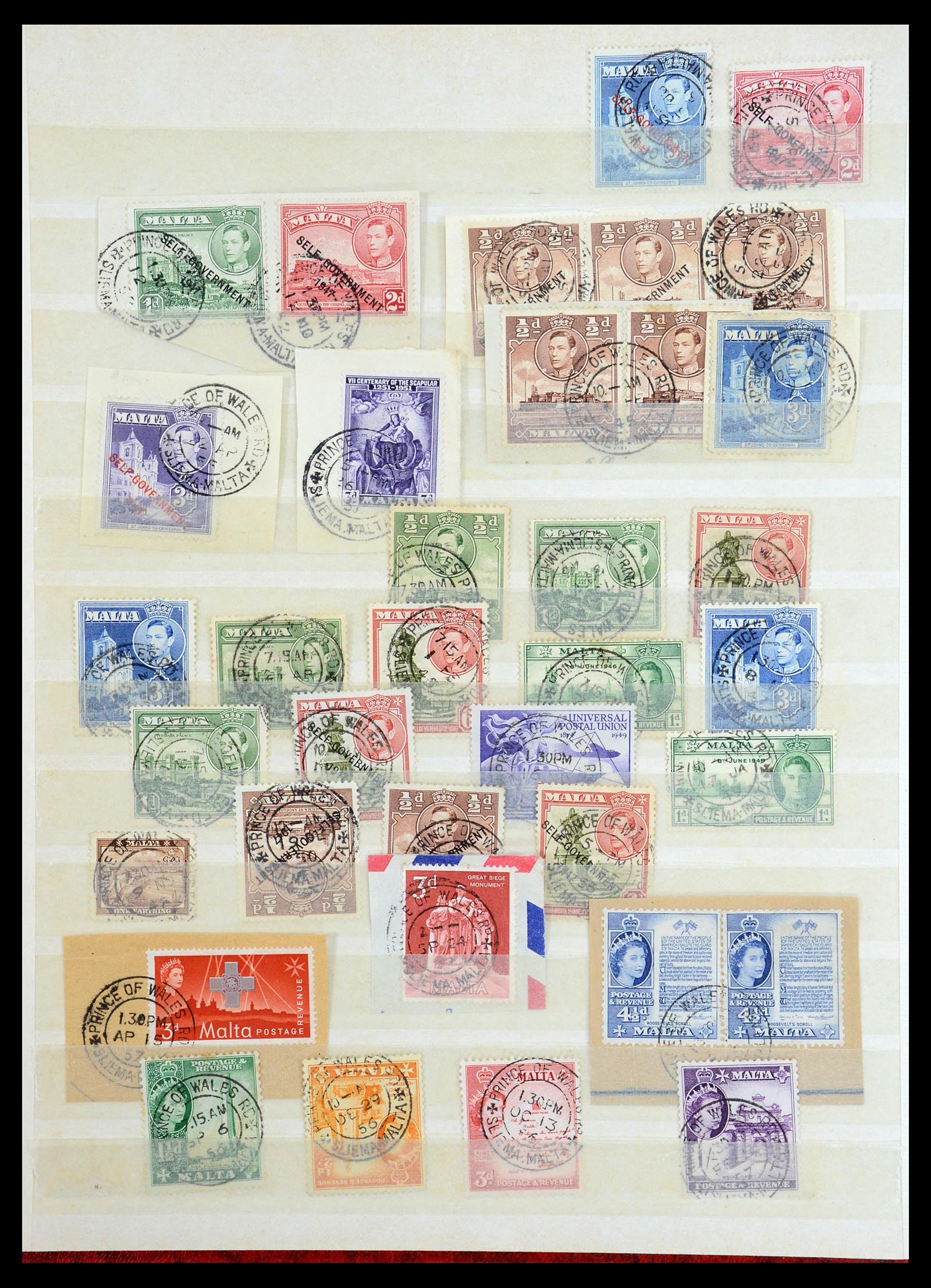 35588 026 - Stamp Collection 35588 Malta cancels 1890-1960.