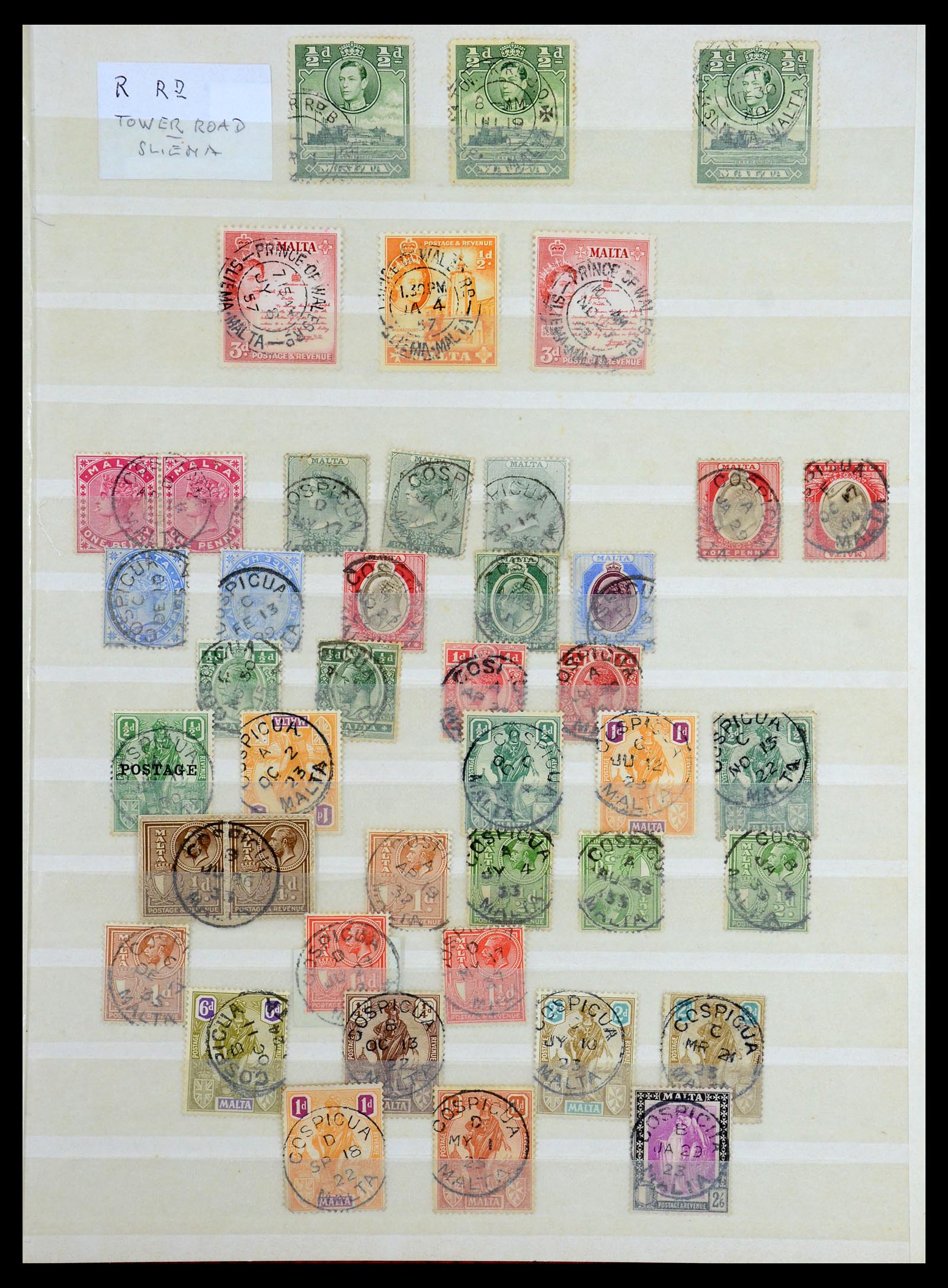 35588 027 - Postzegelverzameling 35588 Malta stempels 1890-1960.