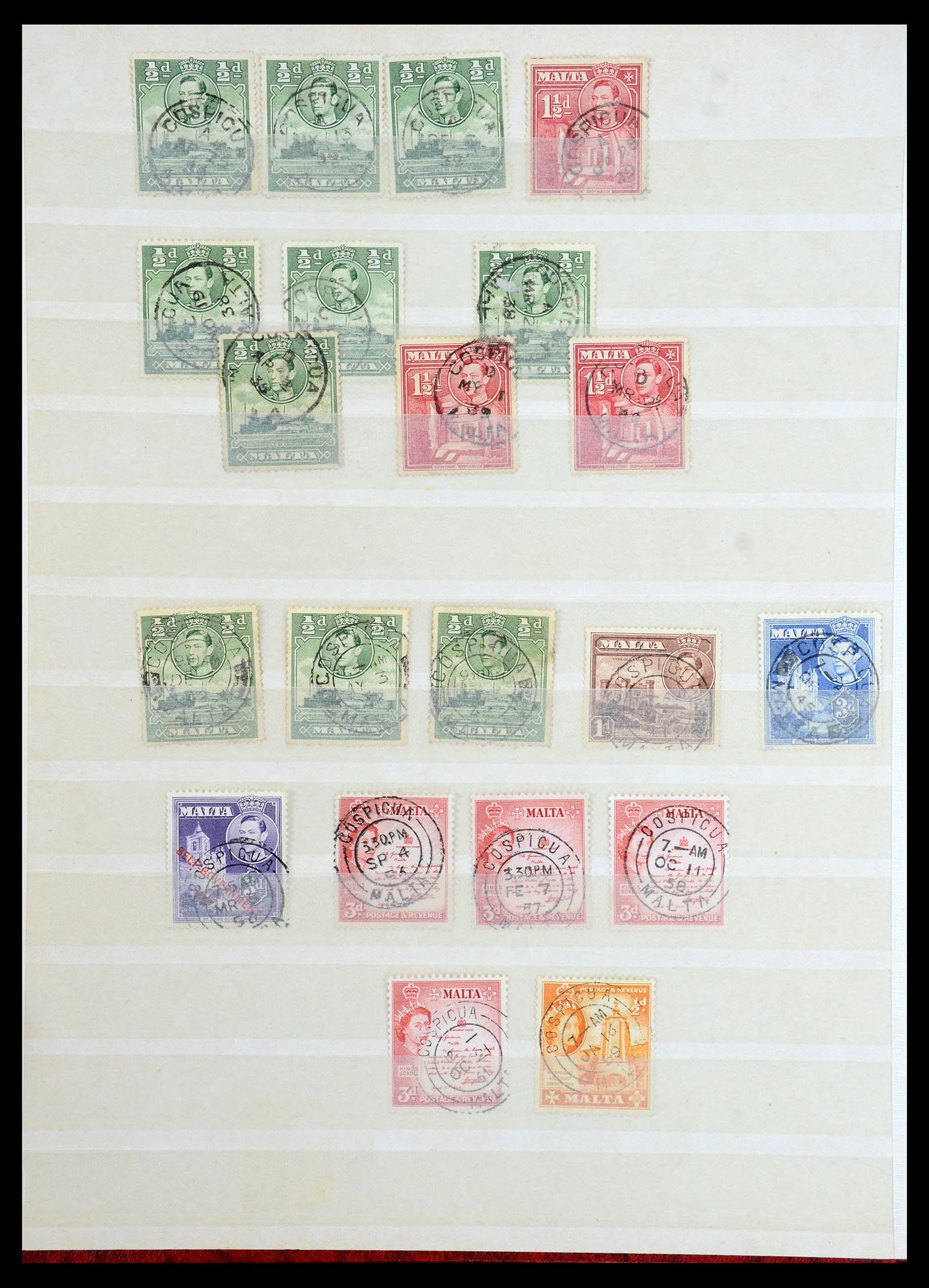 35588 028 - Stamp Collection 35588 Malta cancels 1890-1960.