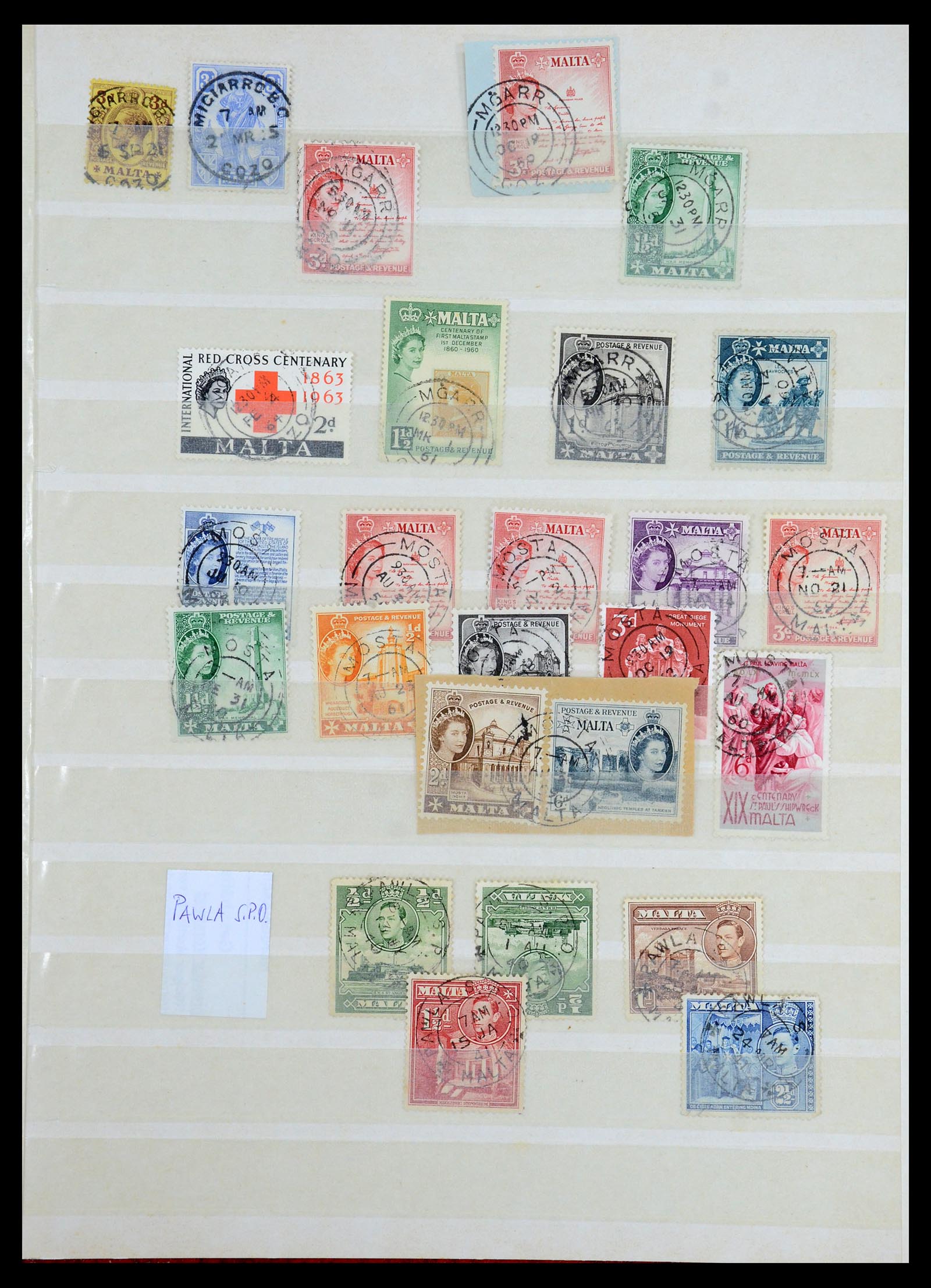 35588 033 - Postzegelverzameling 35588 Malta stempels 1890-1960.