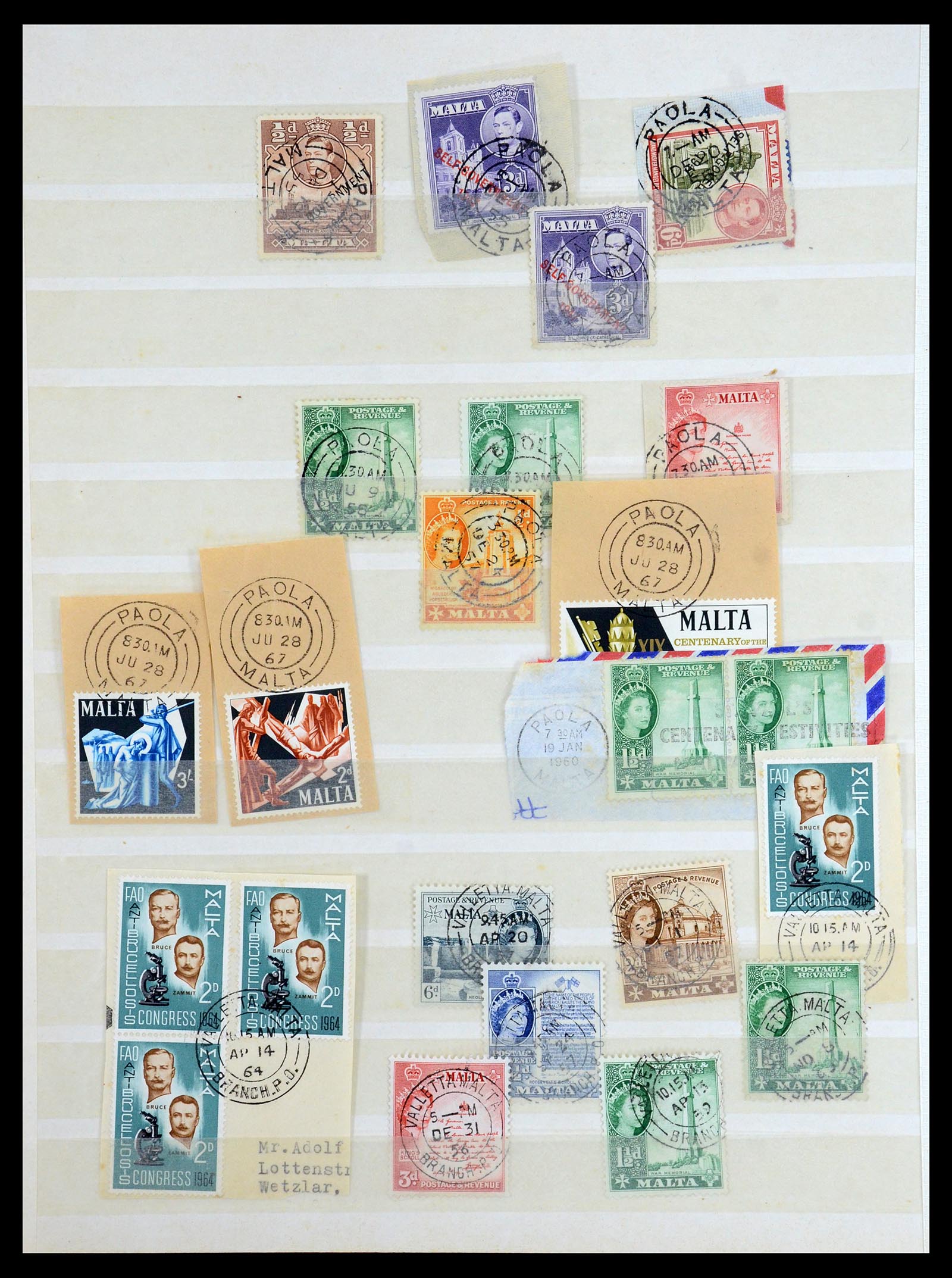 35588 034 - Postzegelverzameling 35588 Malta stempels 1890-1960.