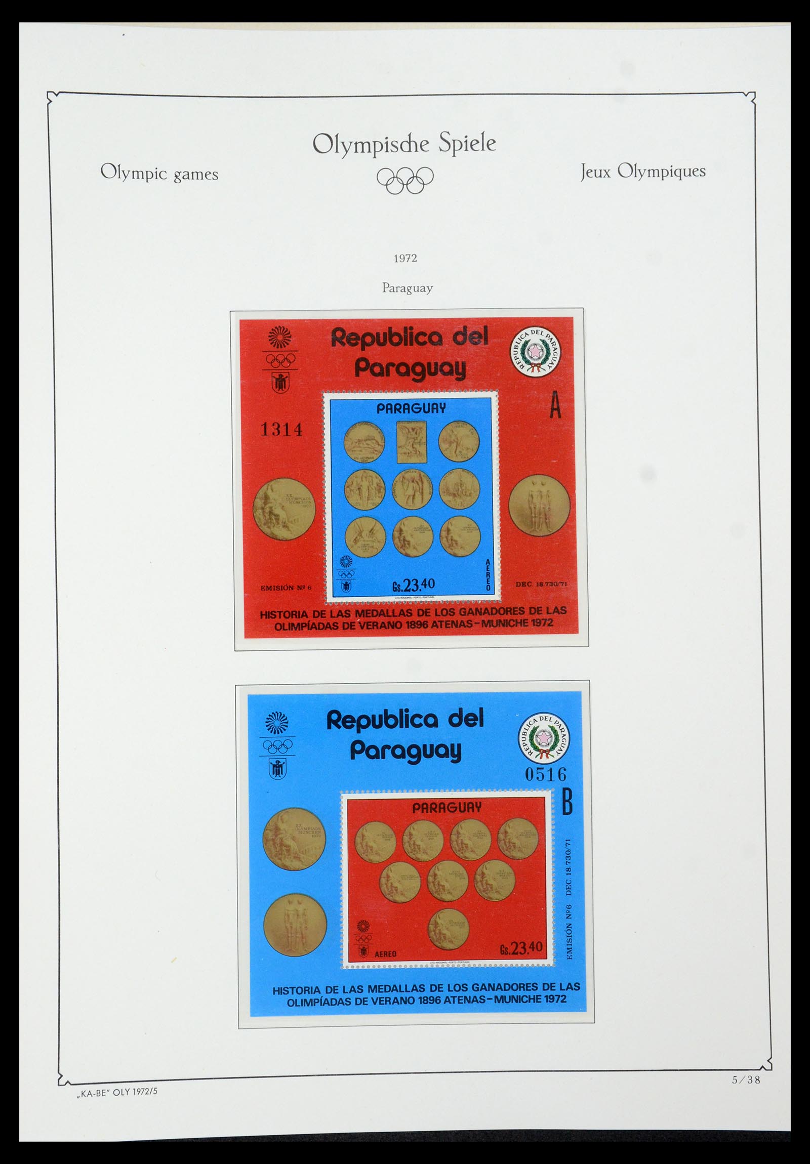 35593 036 - Postzegelverzameling 35593 Olympische Spelen 1972.