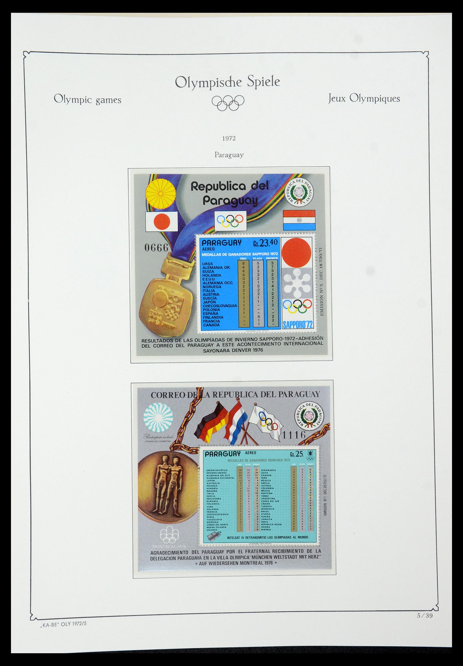 35593 037 - Postzegelverzameling 35593 Olympische Spelen 1972.