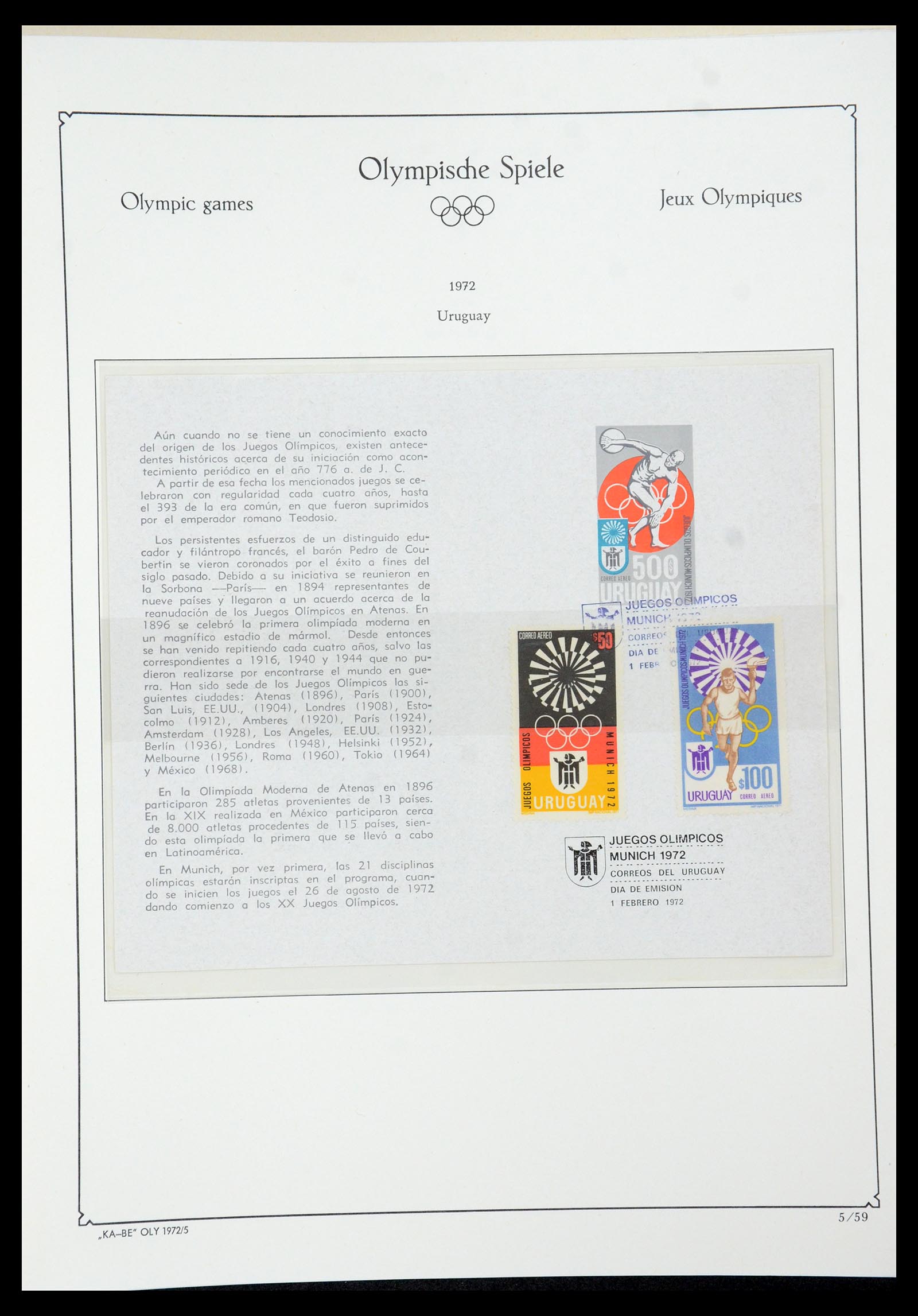 35593 057 - Postzegelverzameling 35593 Olympische Spelen 1972.