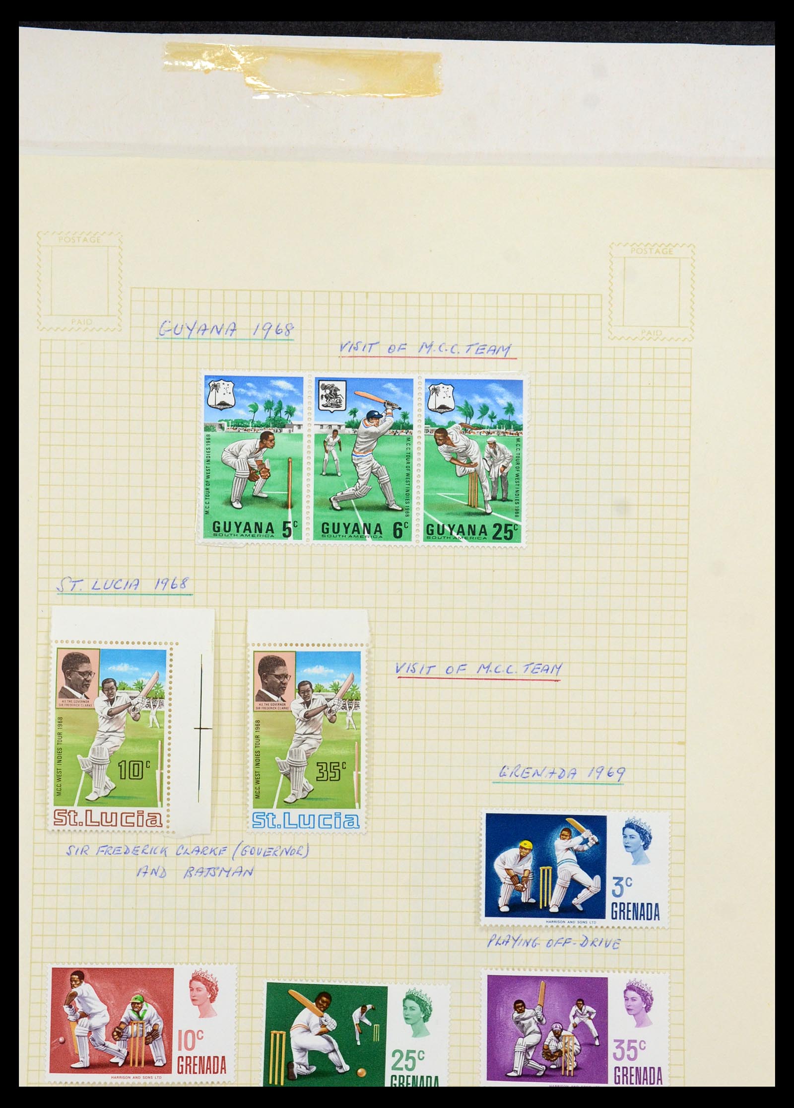 35594 350 - Postzegelverzameling 35594 Motief Cricket 1962-1996.