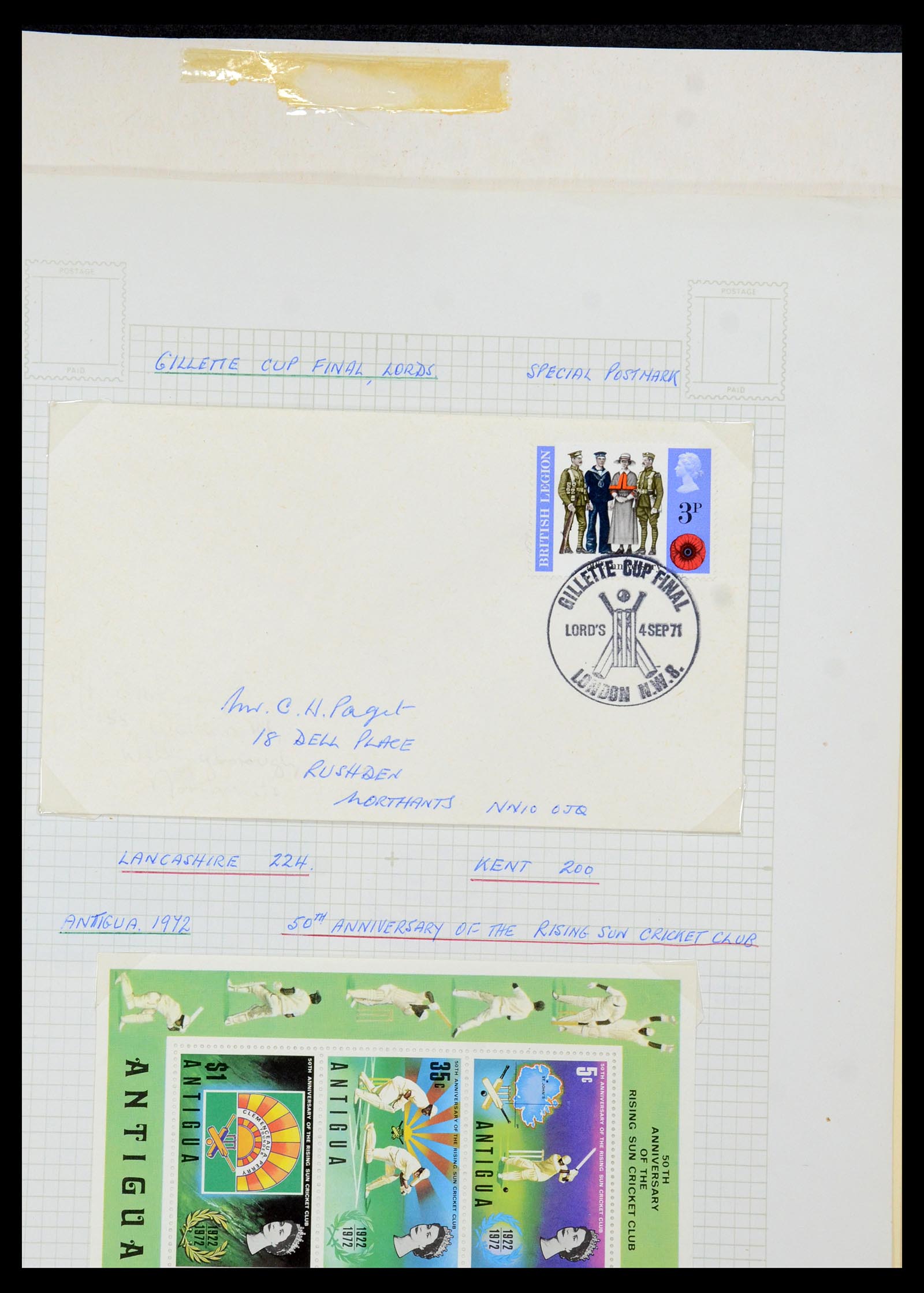 35594 353 - Postzegelverzameling 35594 Motief Cricket 1962-1996.