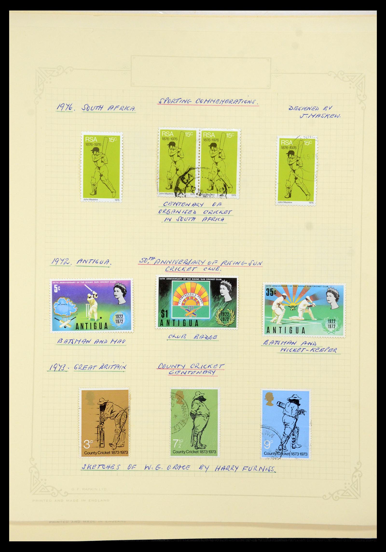 35594 358 - Postzegelverzameling 35594 Motief Cricket 1962-1996.