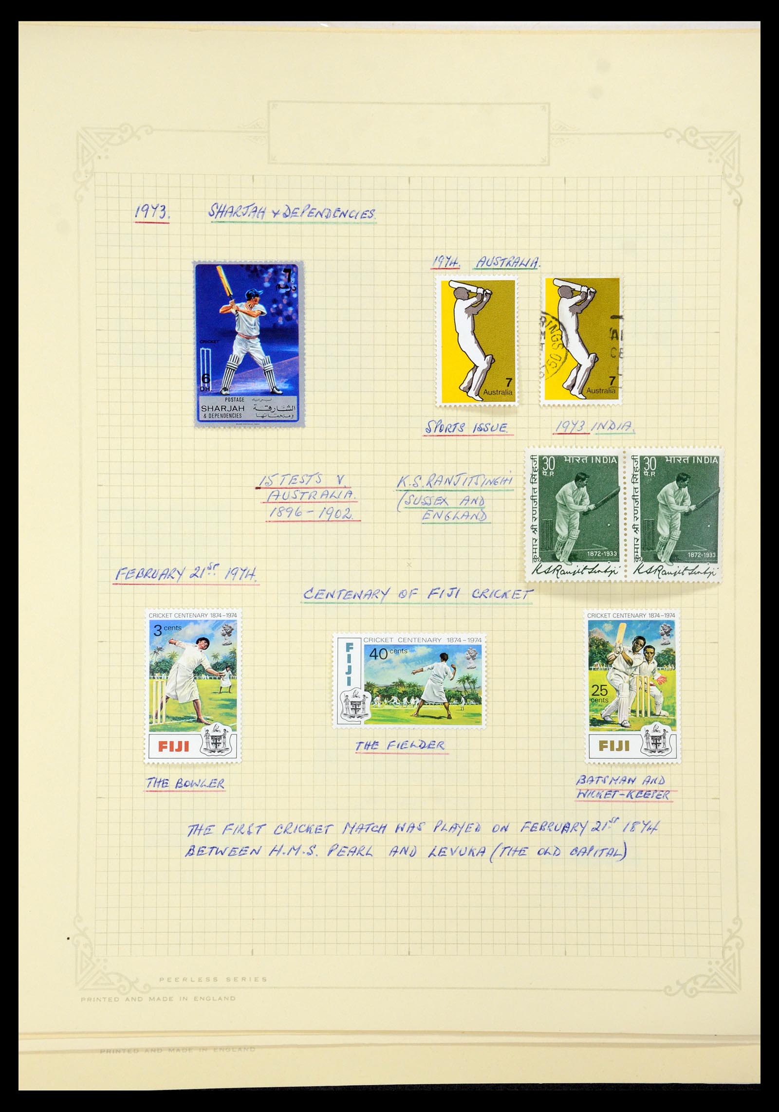 35594 359 - Postzegelverzameling 35594 Motief Cricket 1962-1996.