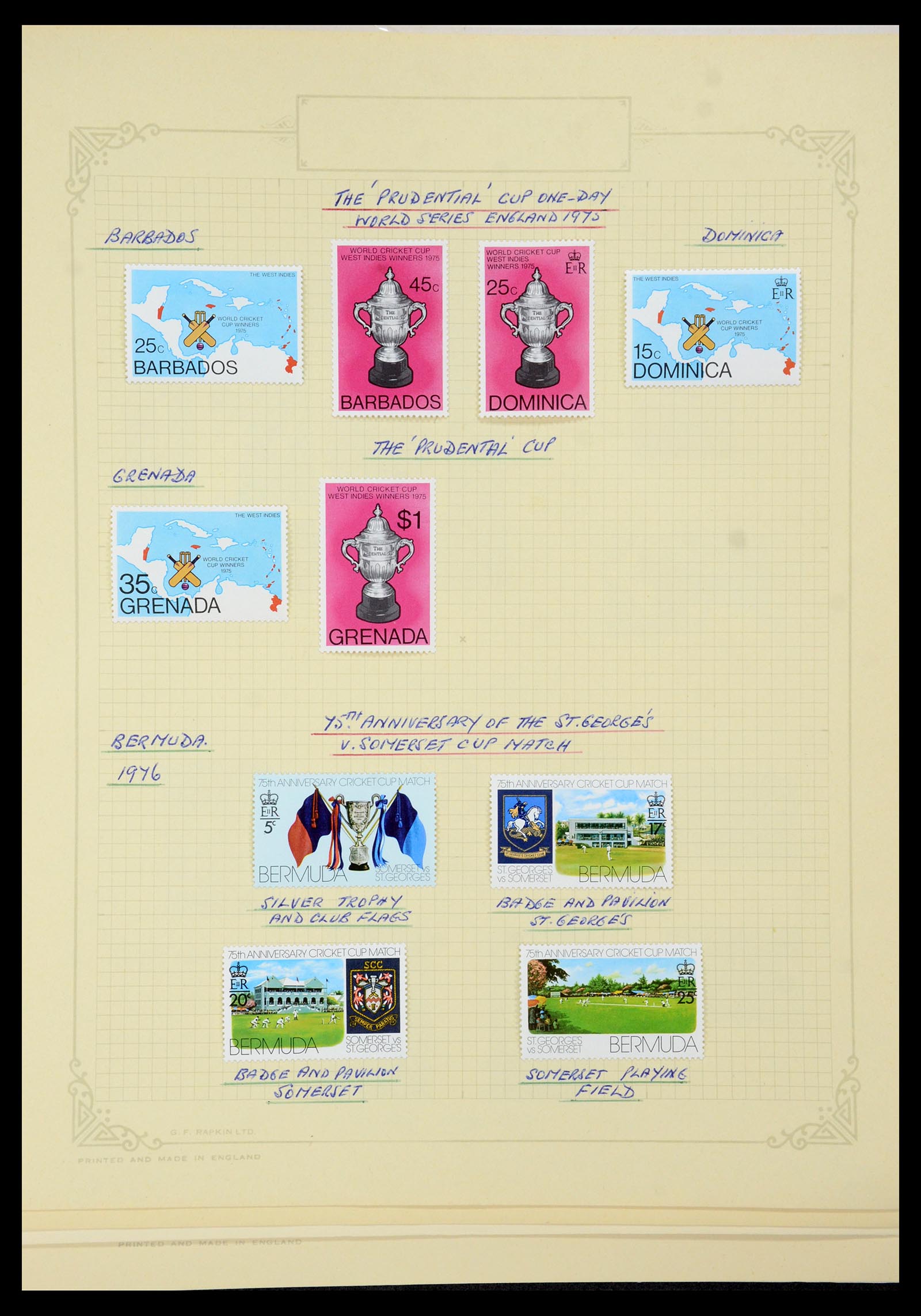 35594 361 - Postzegelverzameling 35594 Motief Cricket 1962-1996.