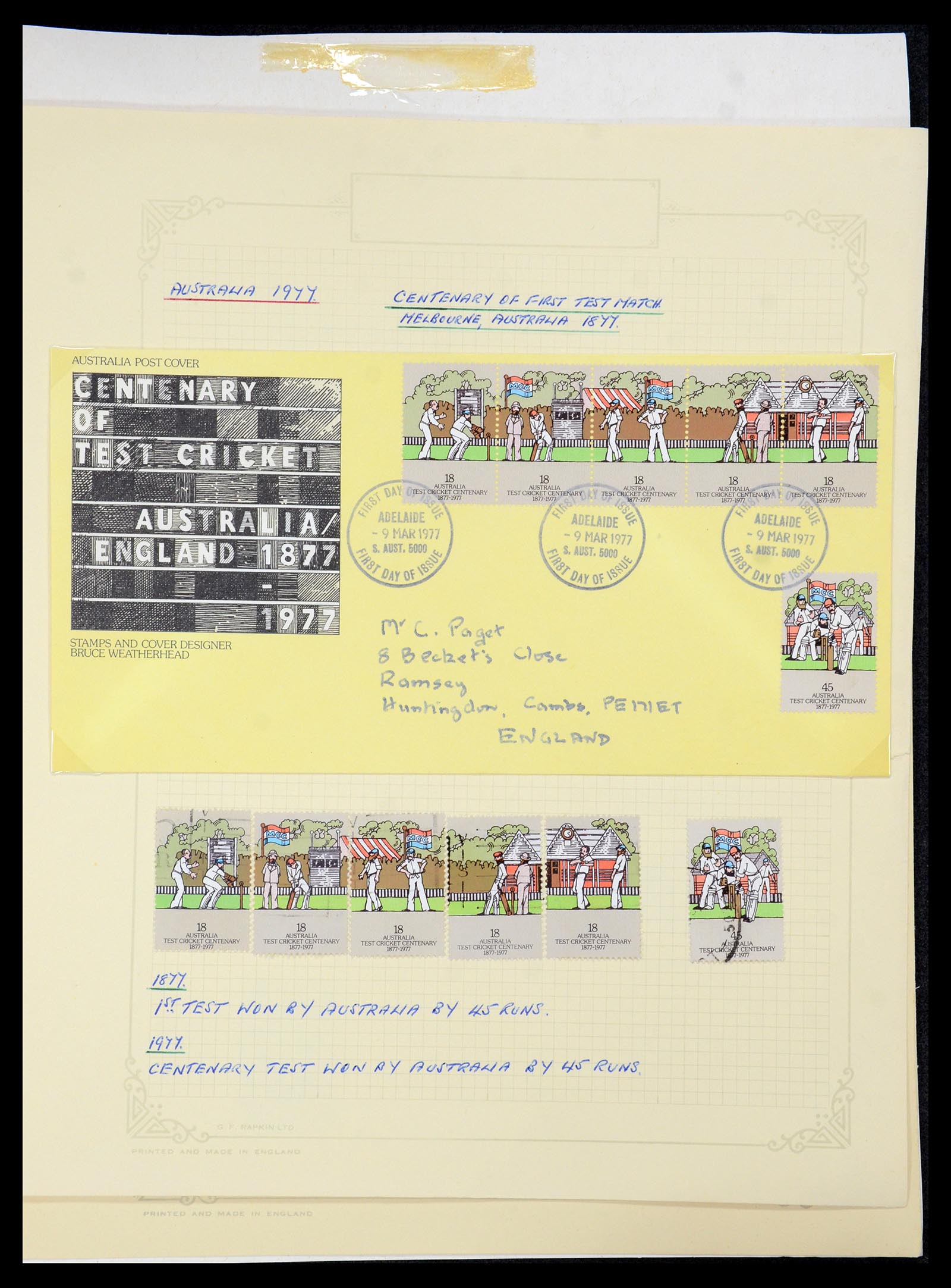 35594 363 - Postzegelverzameling 35594 Motief Cricket 1962-1996.