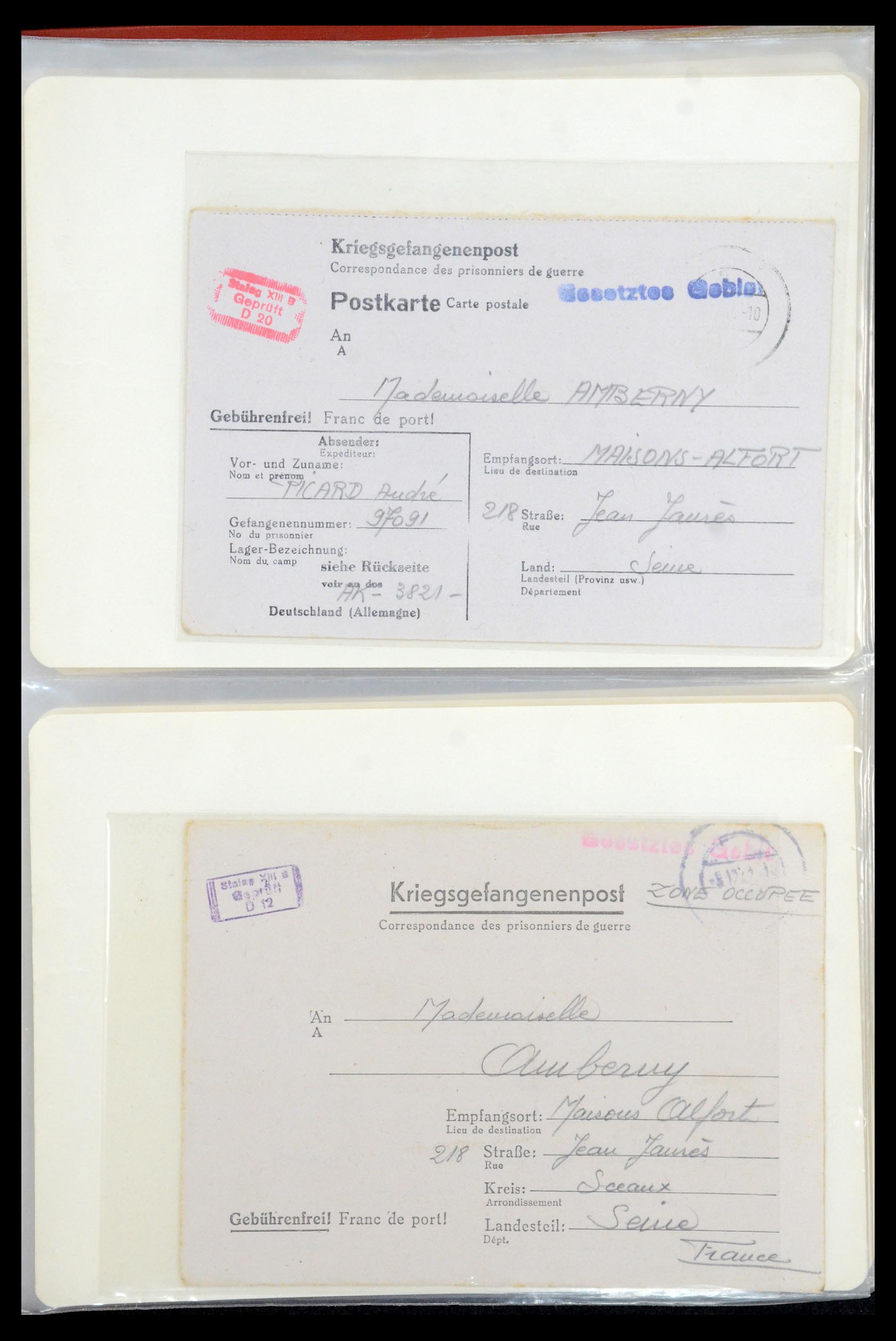 35599 001 - Postzegelverzameling 35599 Duitsland krijgsgevangenen kaarten 1940-19