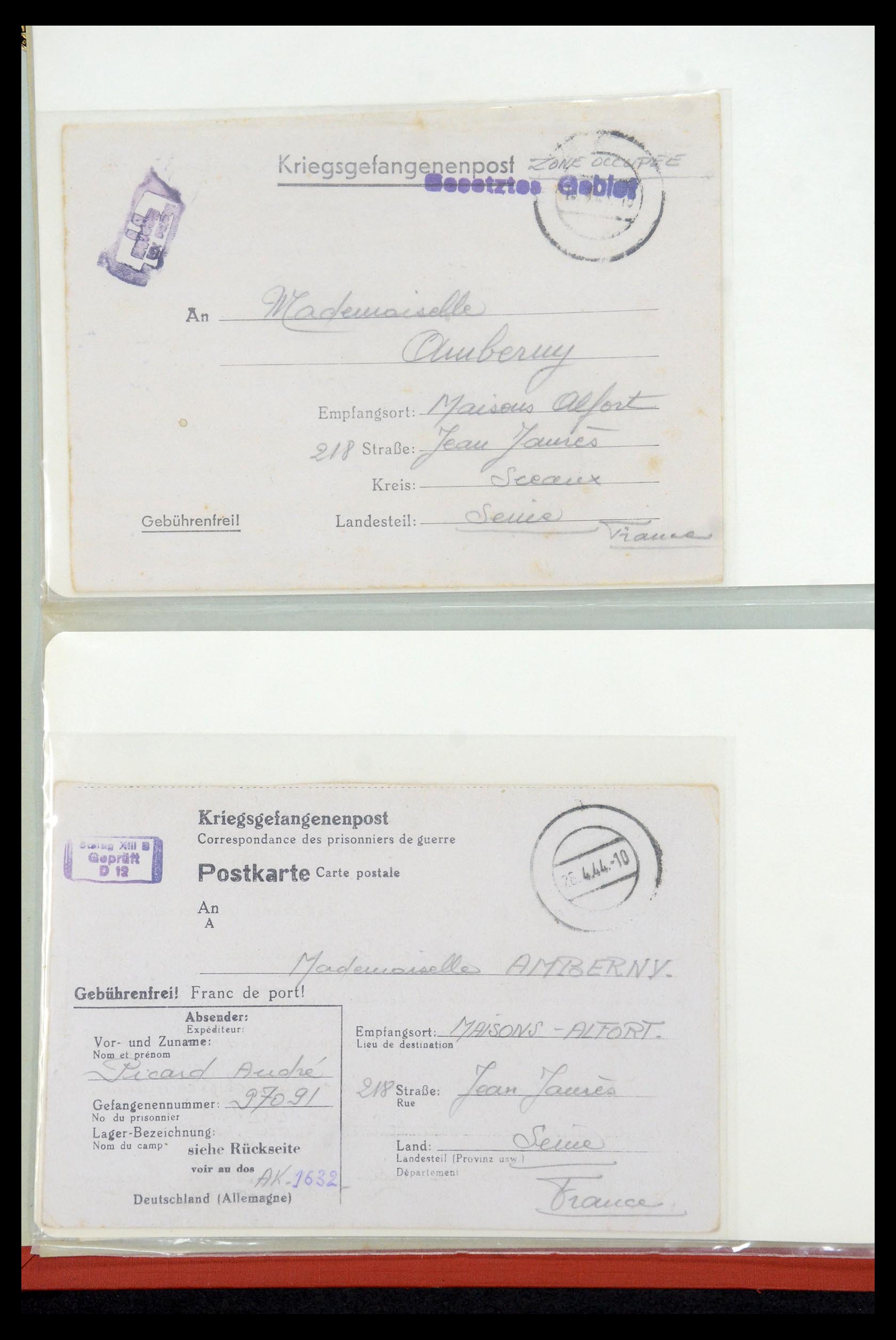 35599 002 - Postzegelverzameling 35599 Duitsland krijgsgevangenen kaarten 1940-19