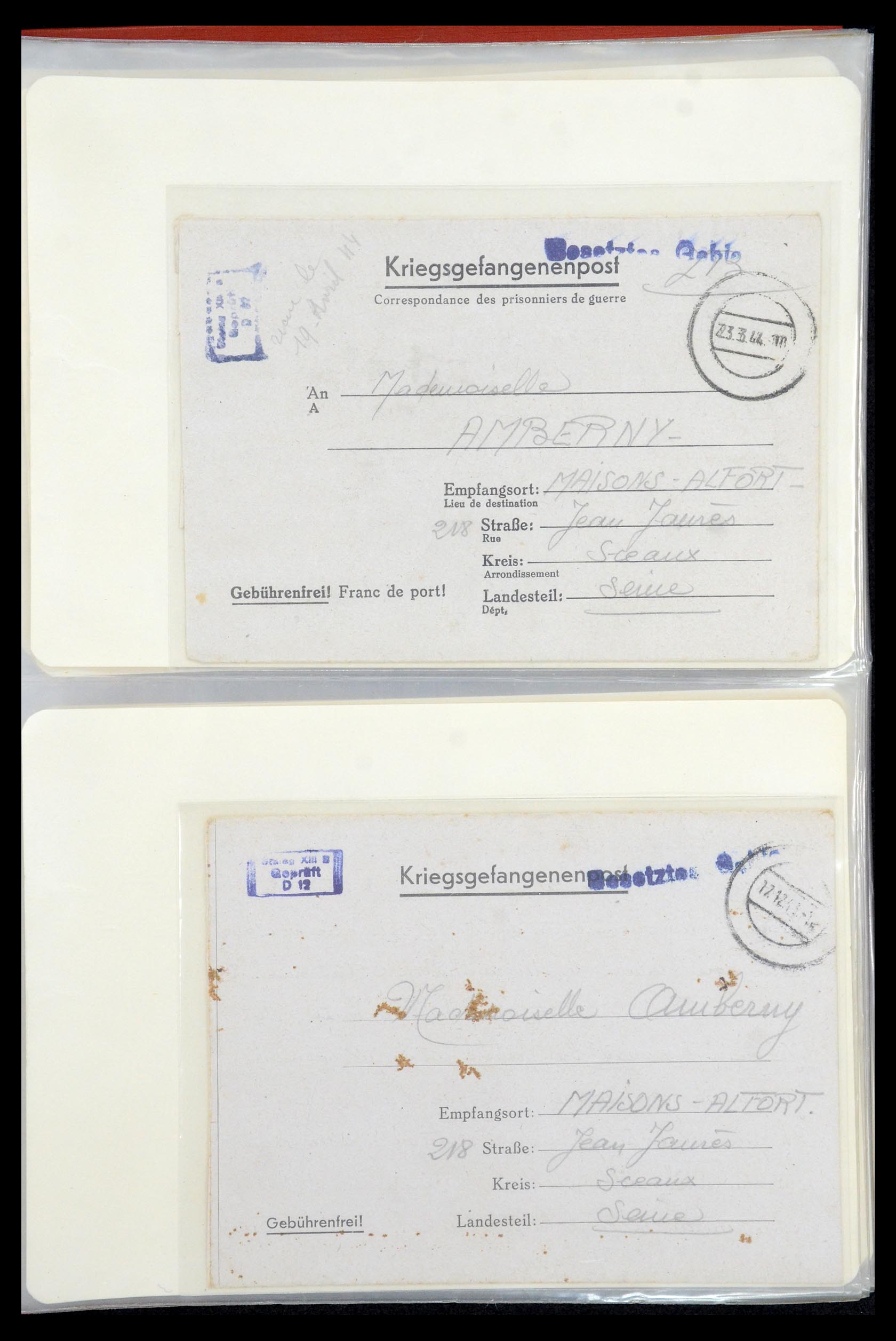 35599 003 - Postzegelverzameling 35599 Duitsland krijgsgevangenen kaarten 1940-19