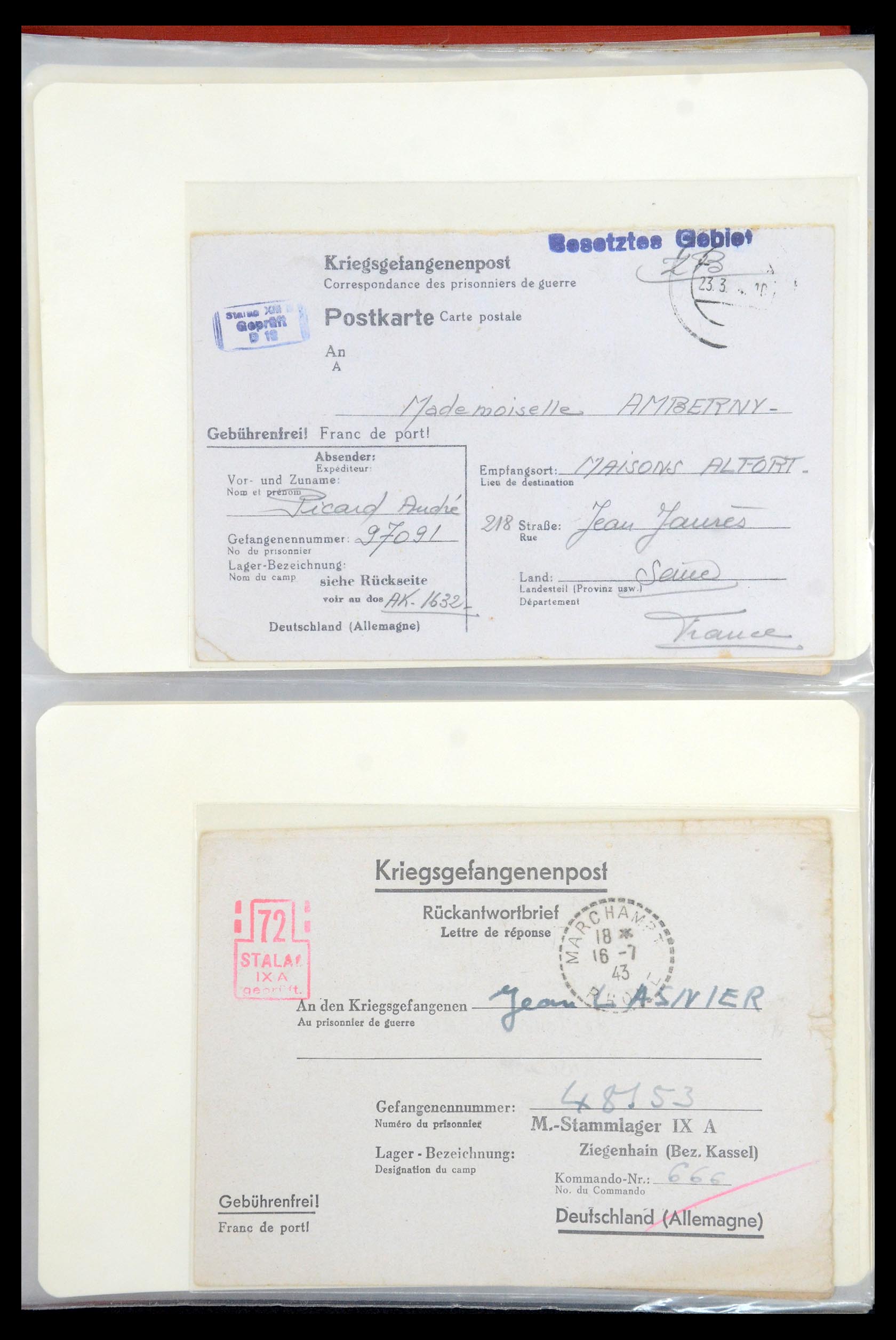 35599 005 - Postzegelverzameling 35599 Duitsland krijgsgevangenen kaarten 1940-19