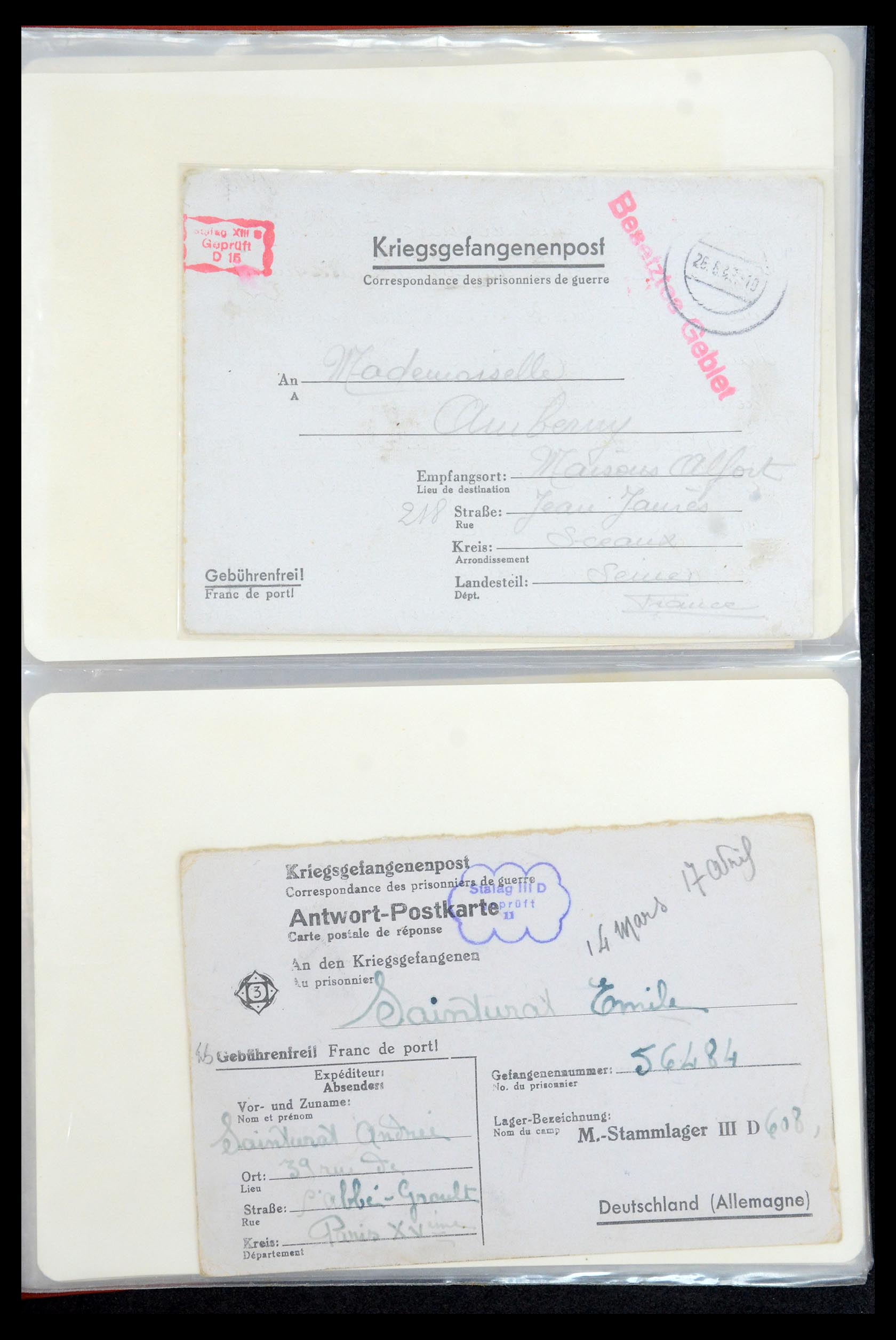 35599 009 - Postzegelverzameling 35599 Duitsland krijgsgevangenen kaarten 1940-19
